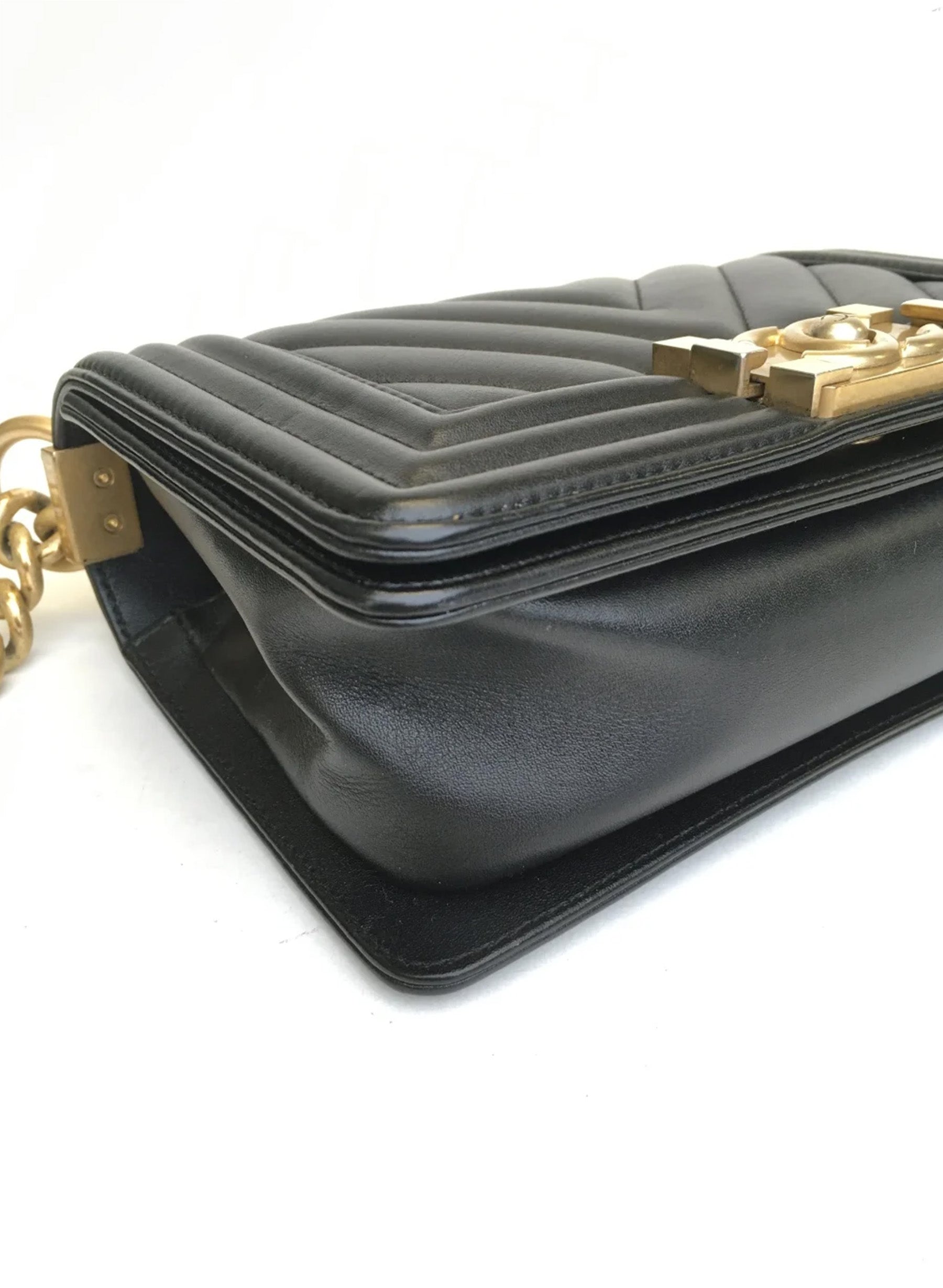 Chanel Chevron Boy Bag Small Black Calfskin