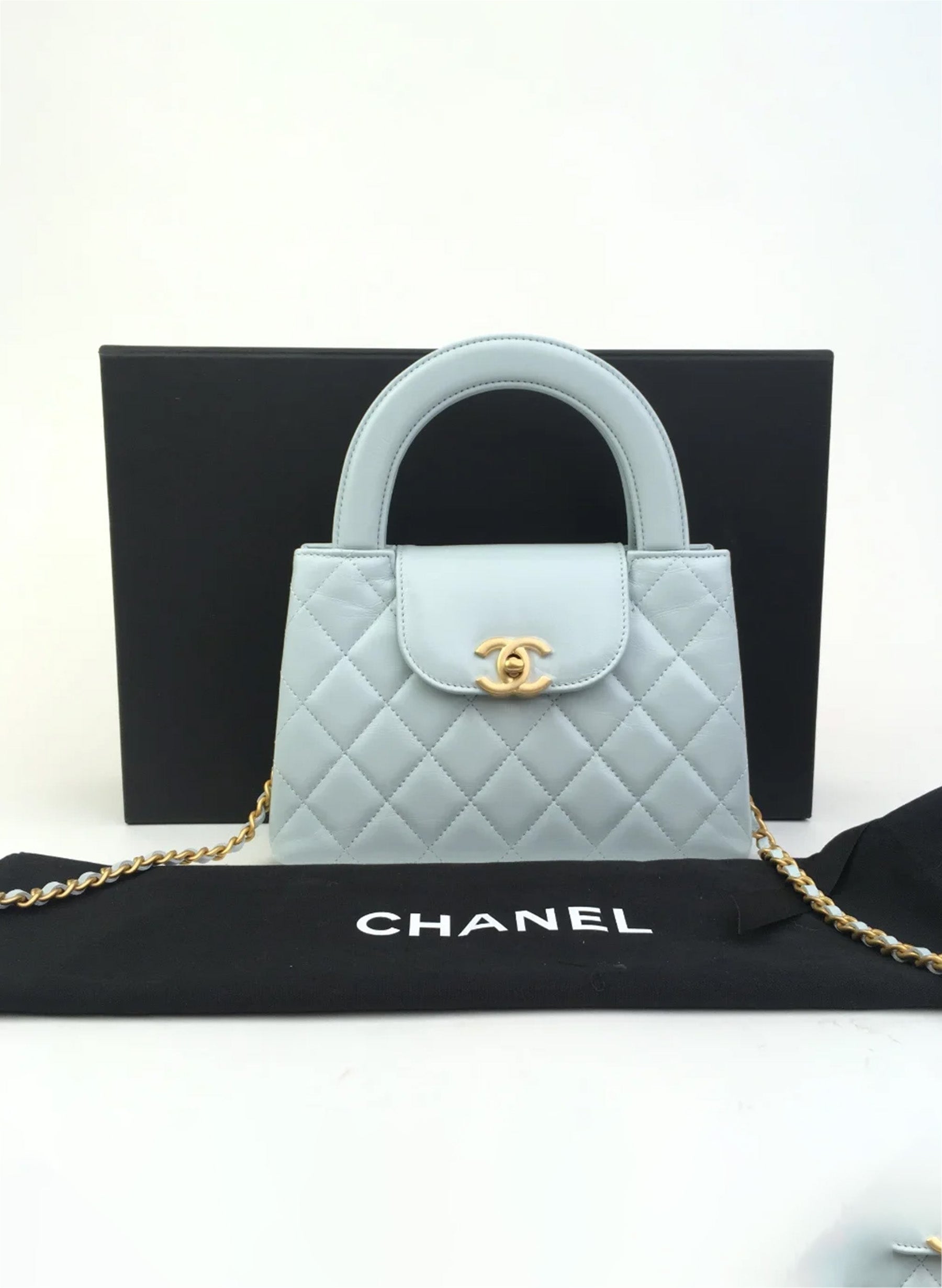 Chanel Kelly Shopping Bag Large Blue Calfskin