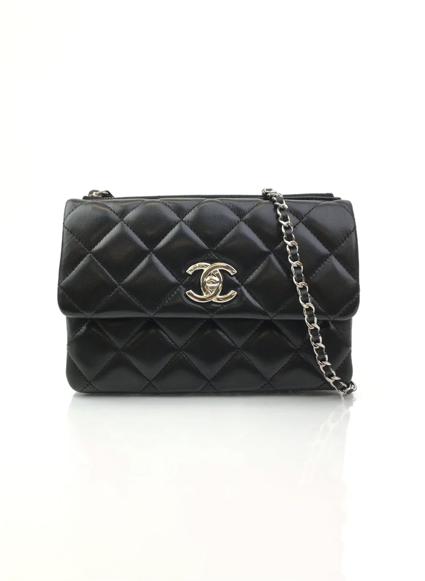 Chanel Daily Zippy Crossbody Bag Black Lambskin