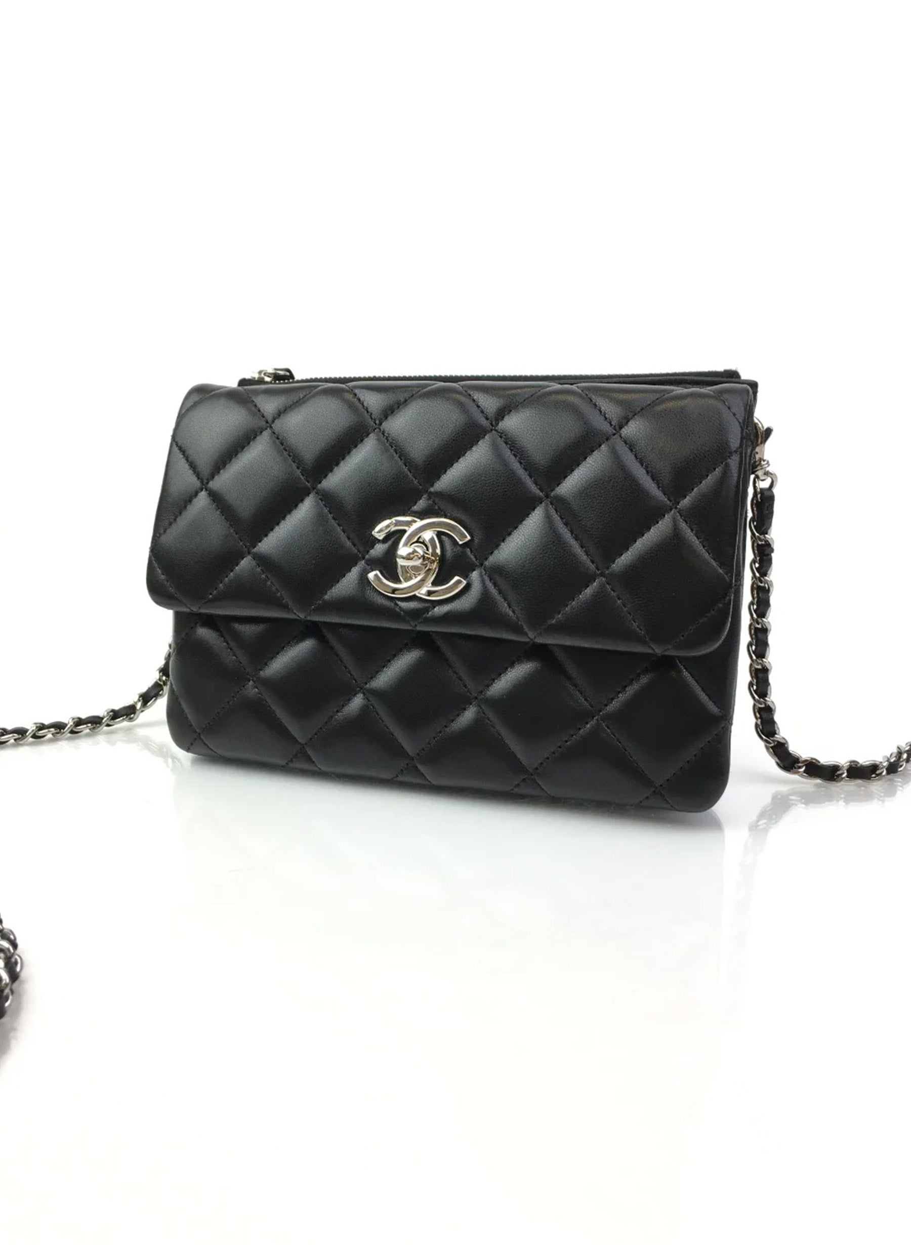 Chanel Daily Zippy Crossbody Bag Black Lambskin