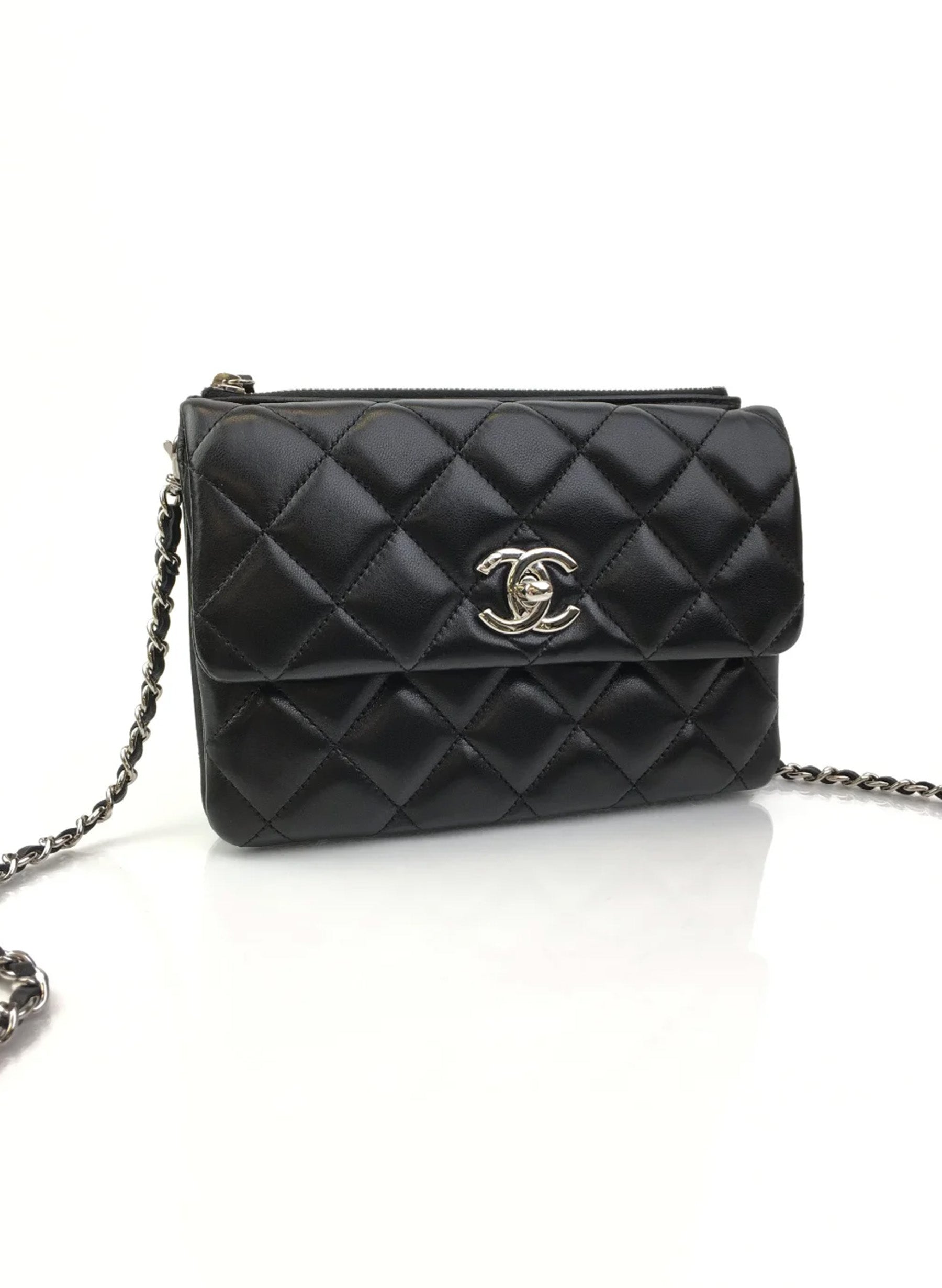 Chanel Daily Zippy Crossbody Bag Black Lambskin