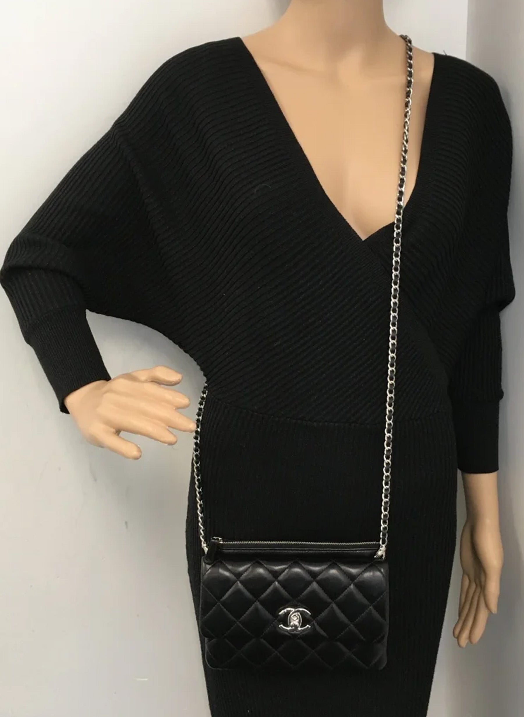 Chanel Daily Zippy Crossbody Bag Black Lambskin