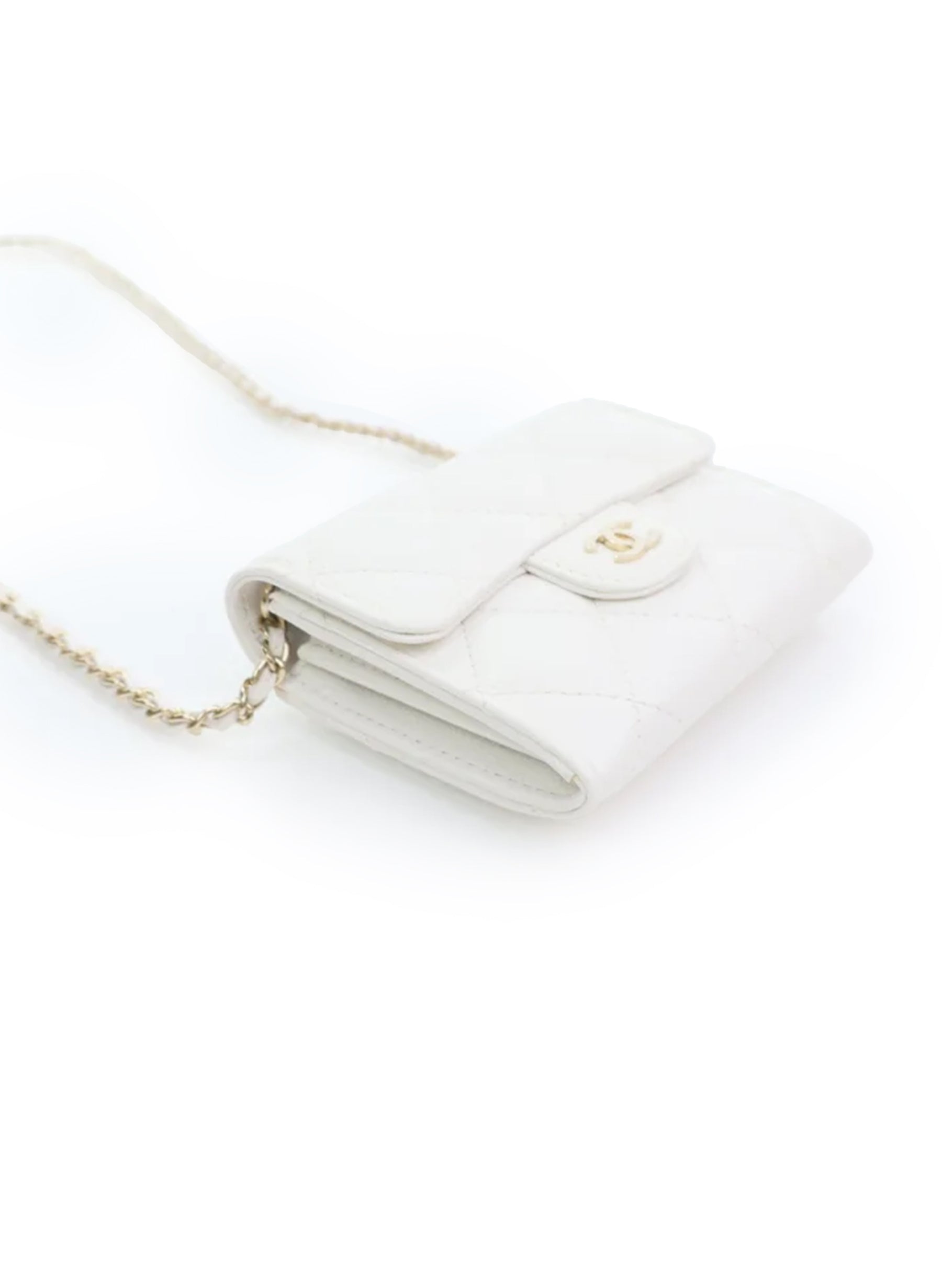 Chanel Cardholder On Chain White Caviar