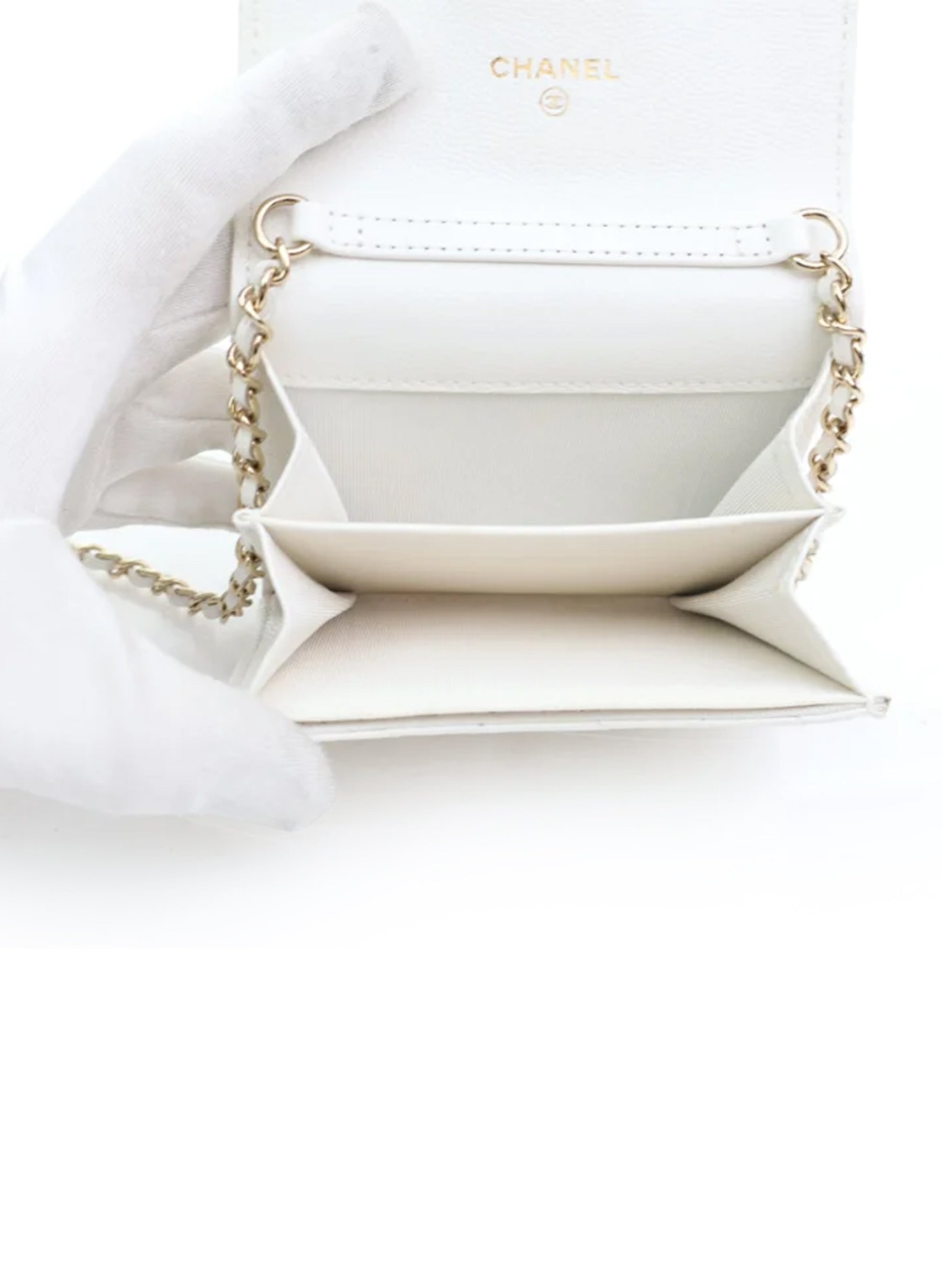 Chanel Cardholder On Chain White Caviar