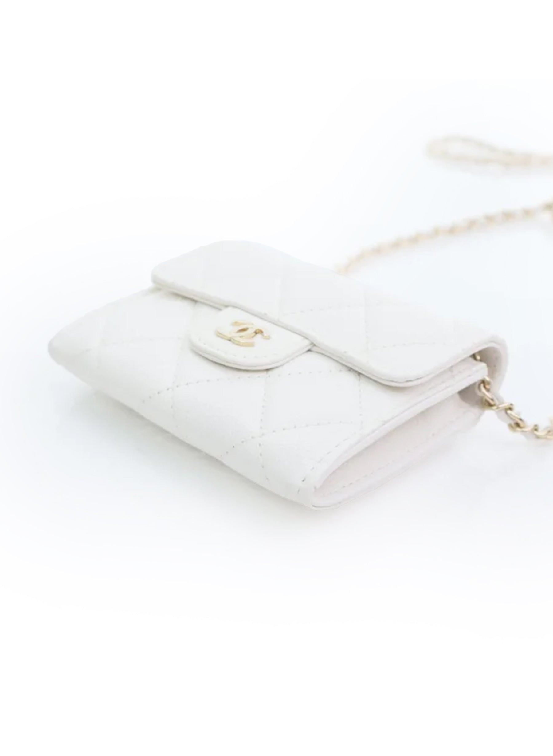 Chanel Cardholder On Chain White Caviar