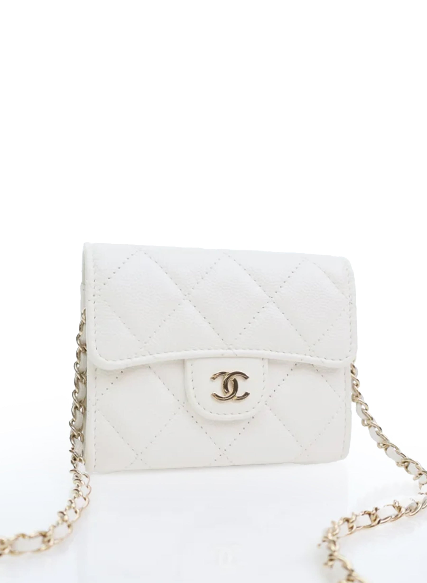 Chanel Cardholder On Chain White Caviar