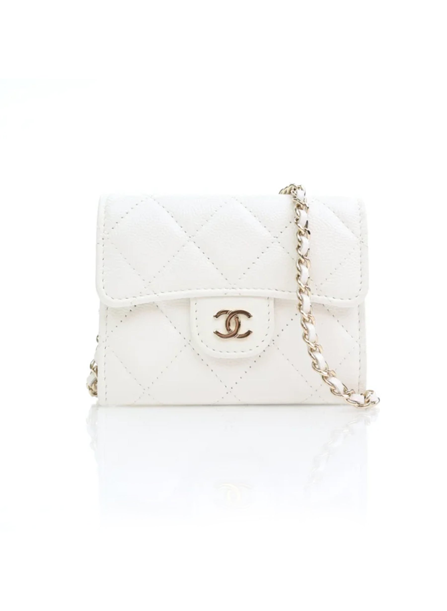 Chanel Cardholder On Chain White Caviar