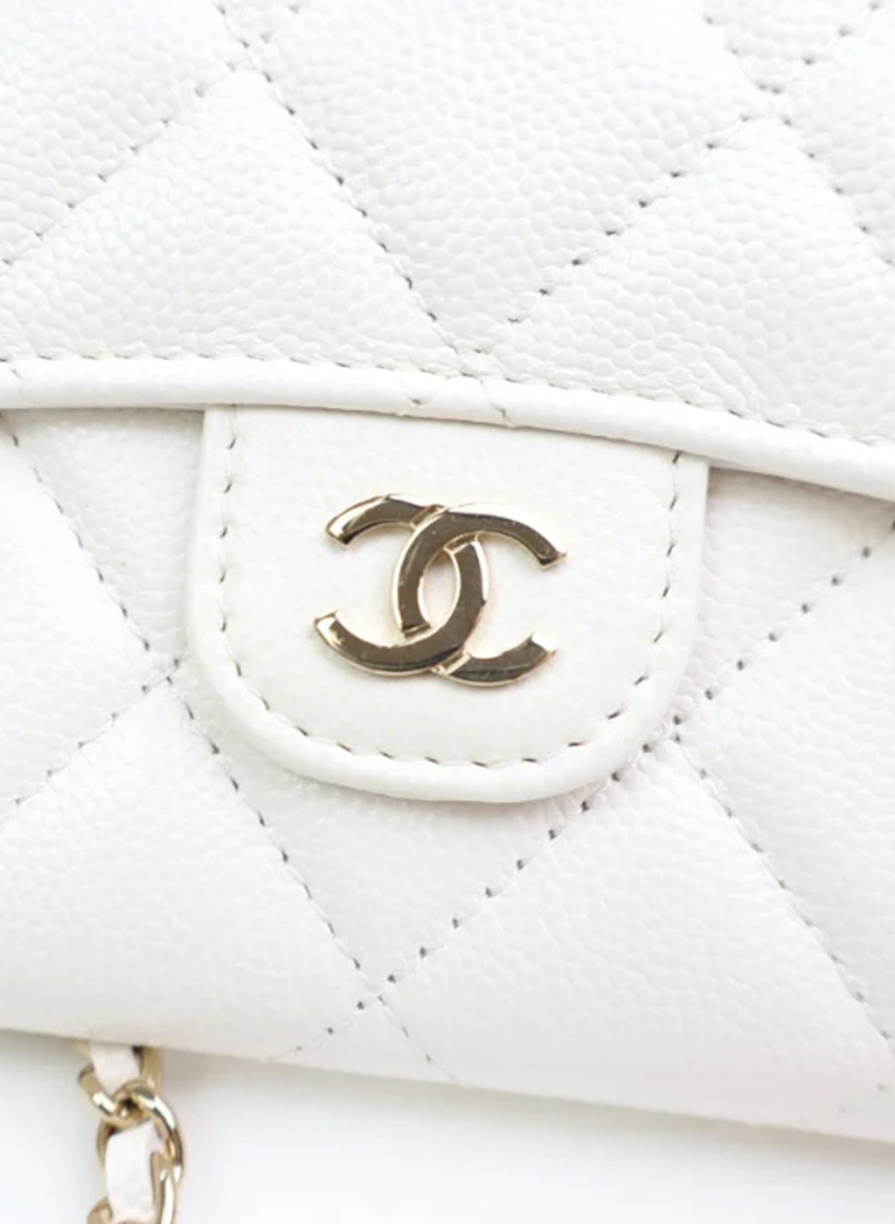 Chanel Cardholder On Chain White Caviar