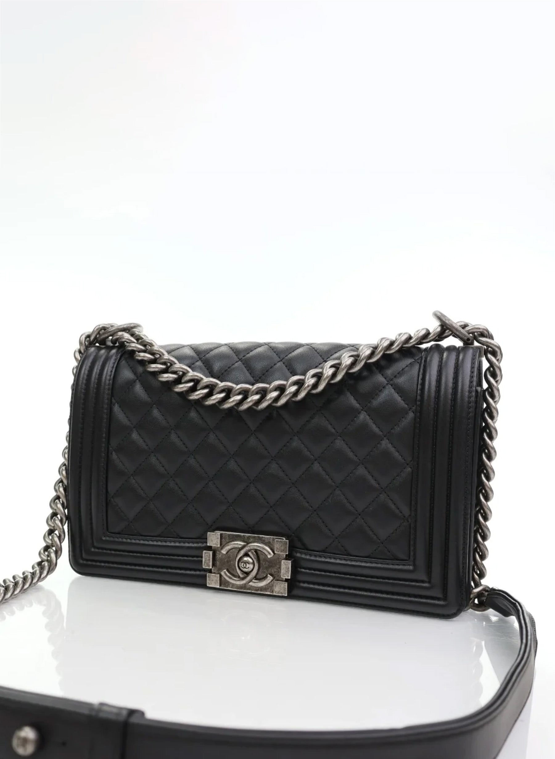 Chanel Boy Bag Old Medium Black Calfskin