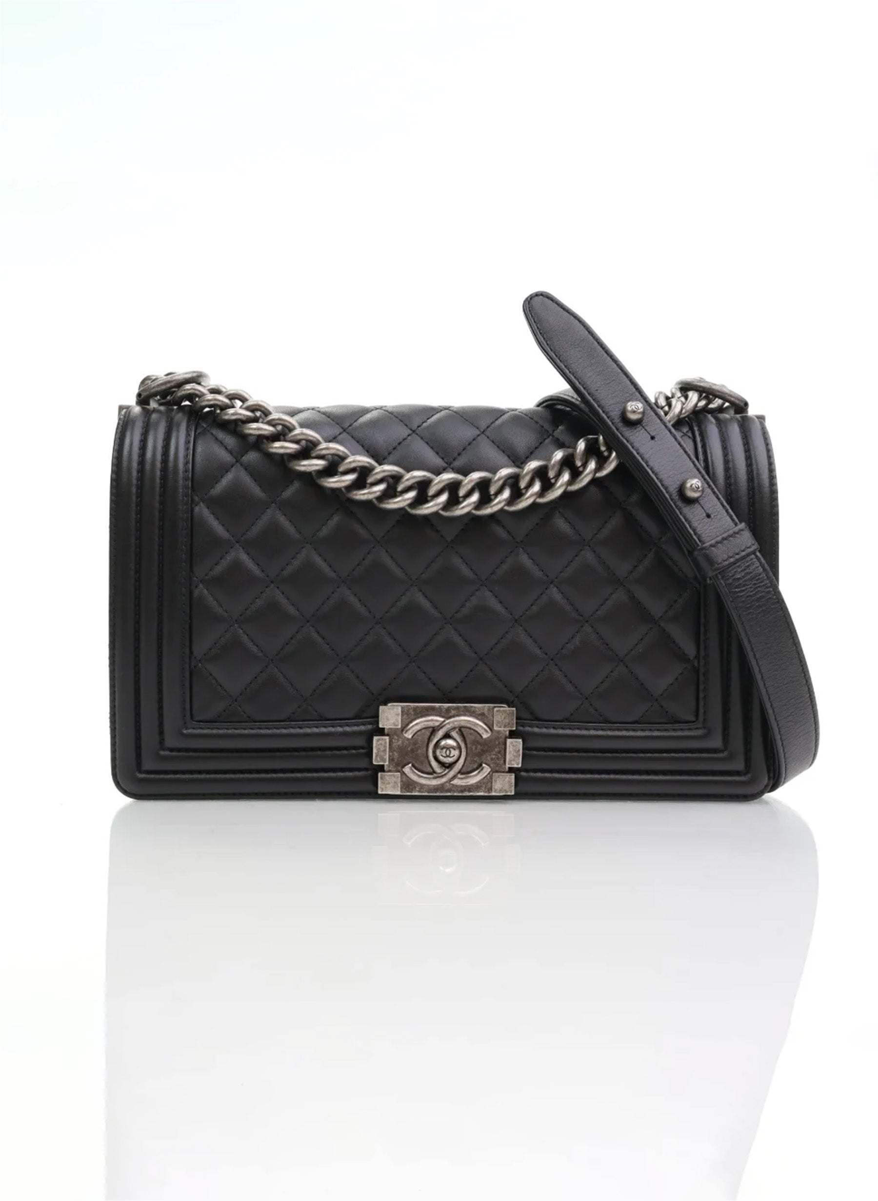 Chanel Boy Bag Old Medium Black Calfskin