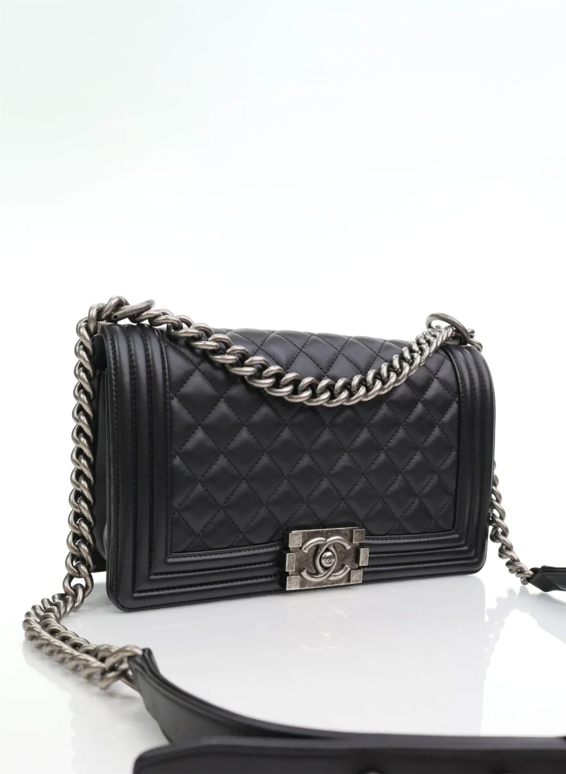 Chanel Boy Bag Old Medium Black Calfskin