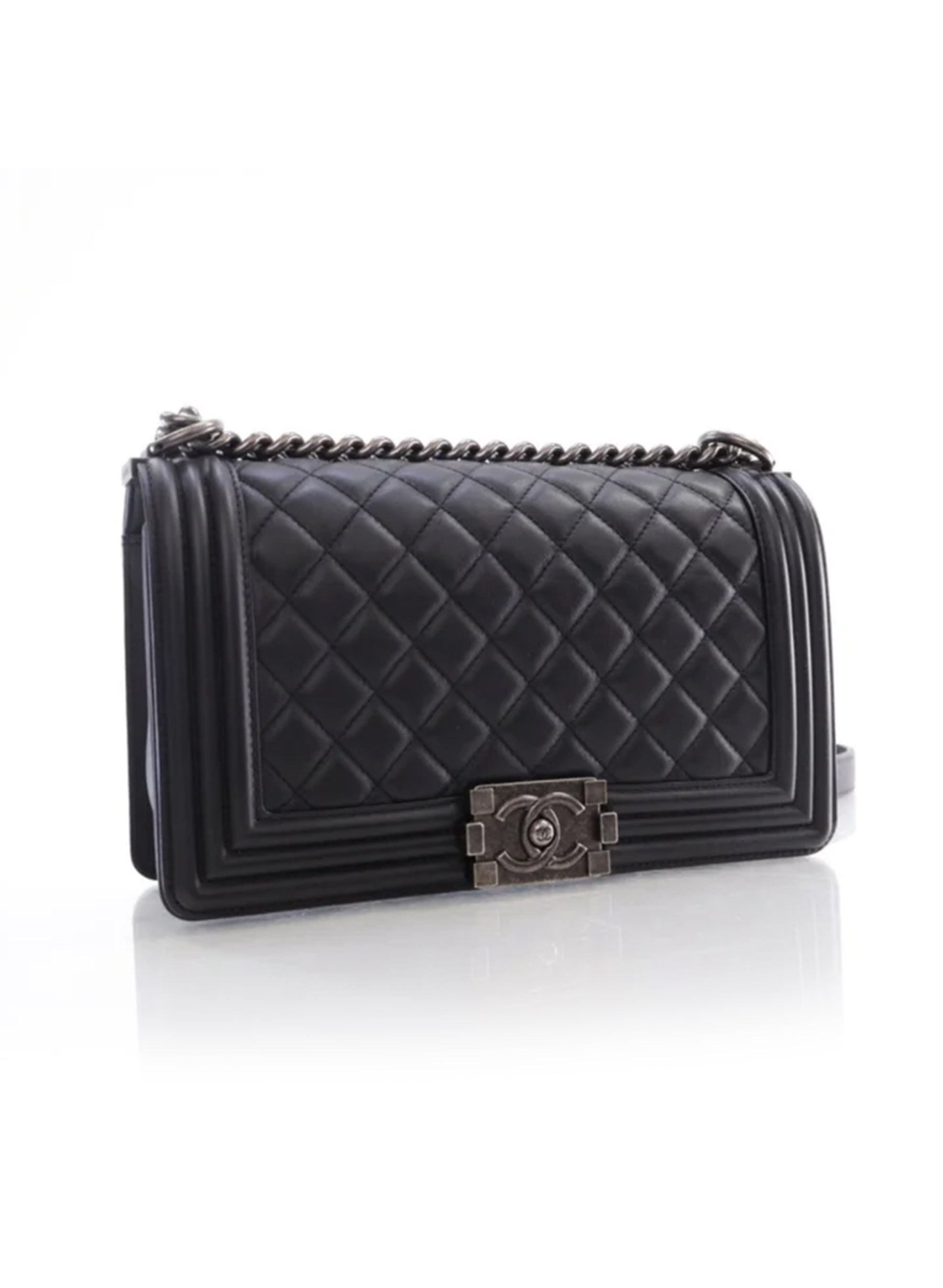 Chanel Boy Bag Old Medium Black Calfskin