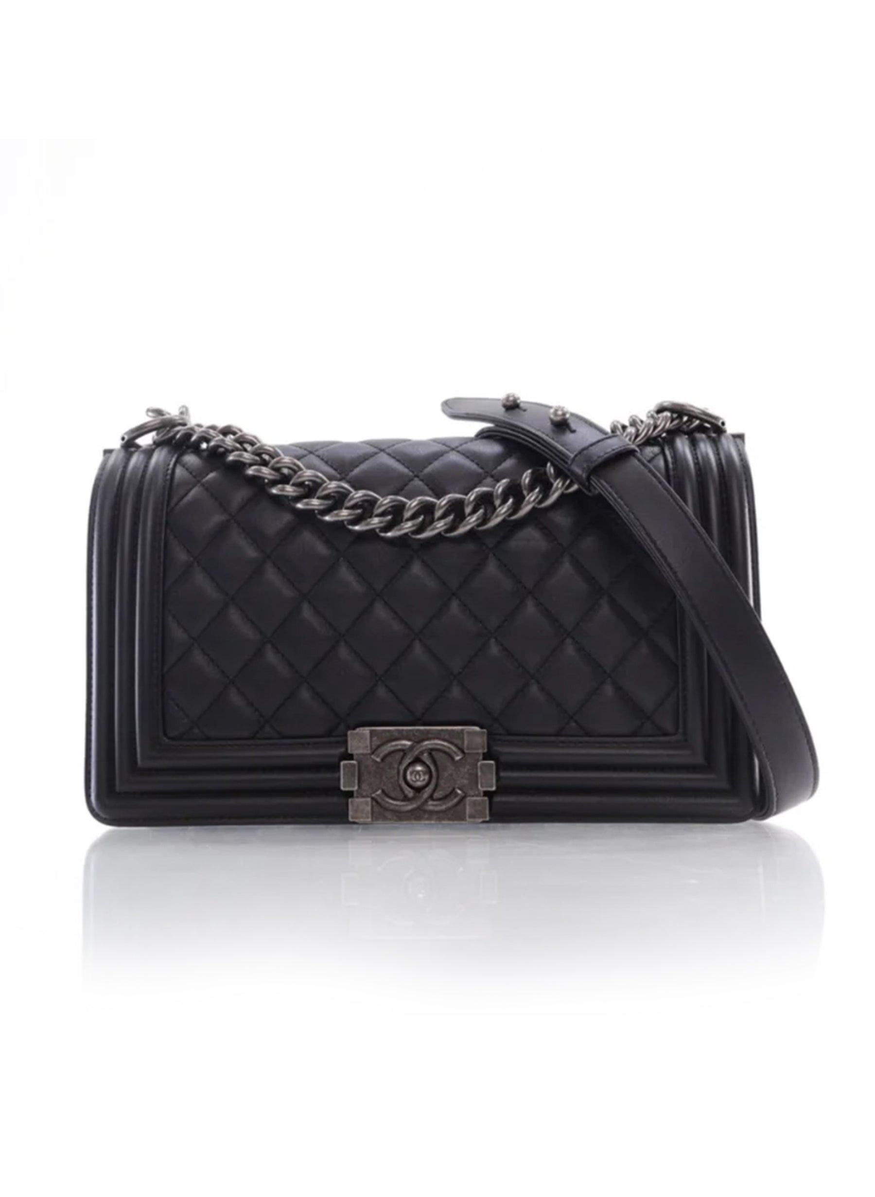 Chanel Boy Bag Old Medium Black Calfskin