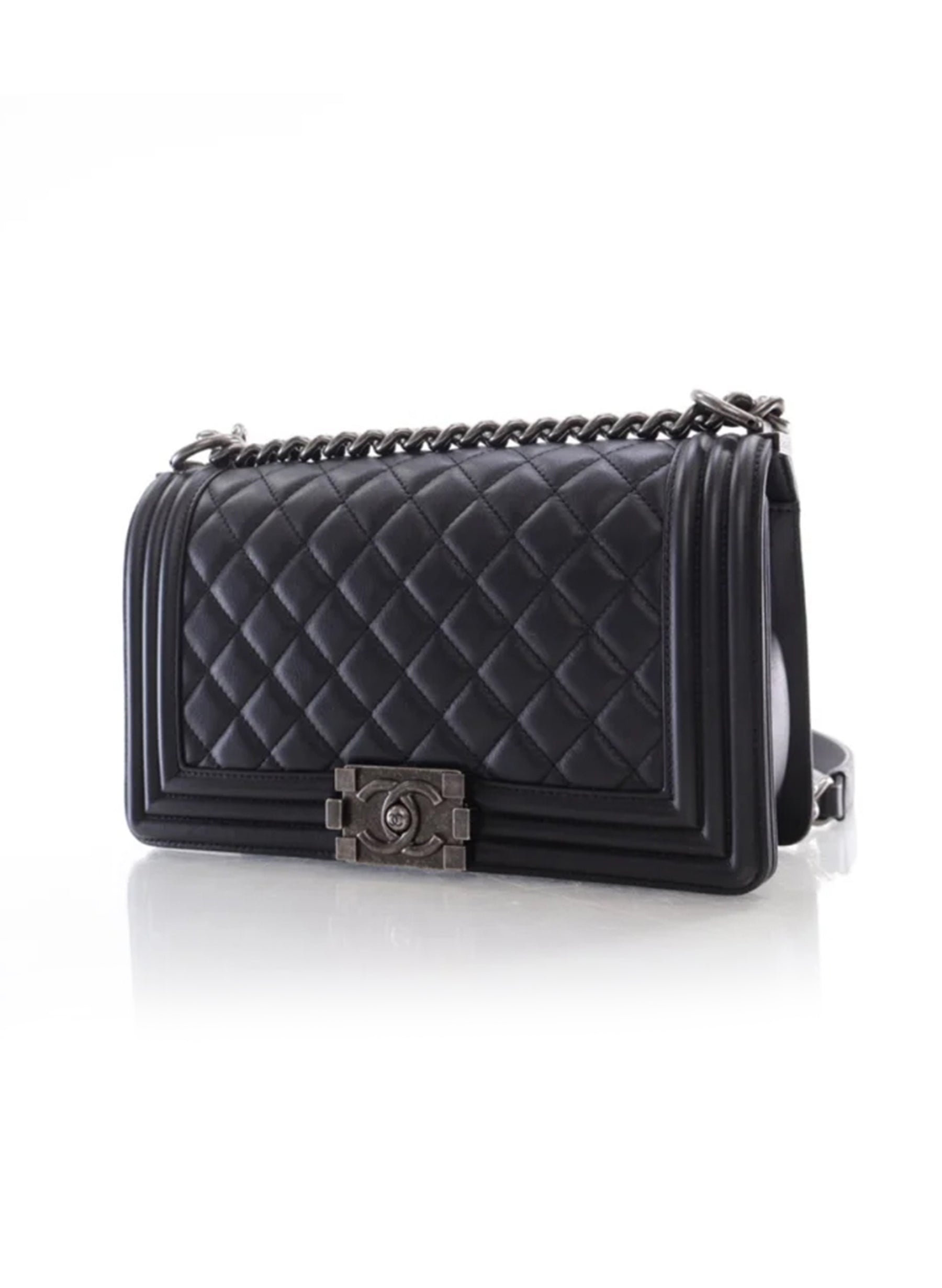 Chanel Boy Bag Old Medium Black Calfskin