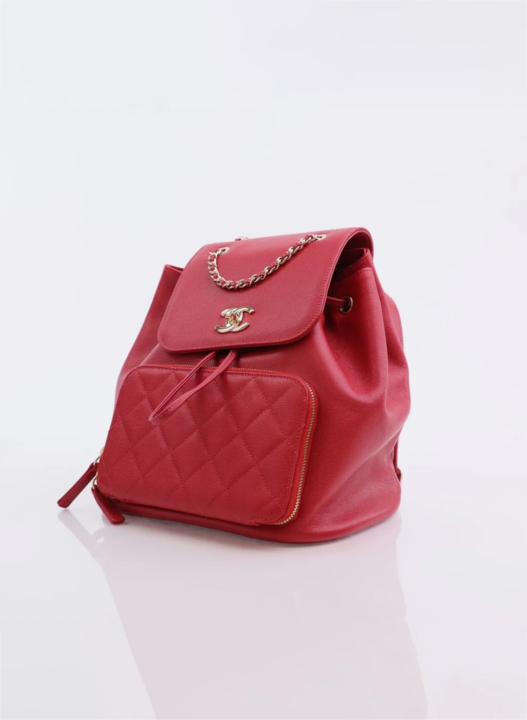 Chanel Business Affinity Backpack Red Caviar