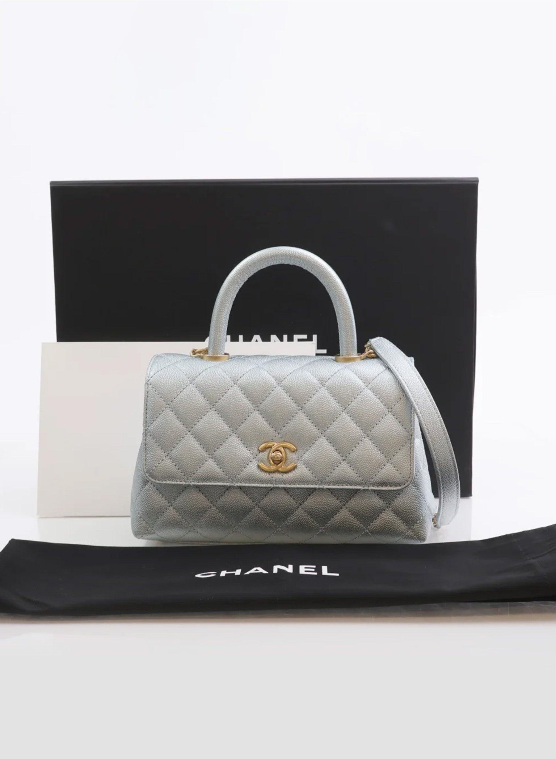 Chanel Coco Handle Small Blue Caviar