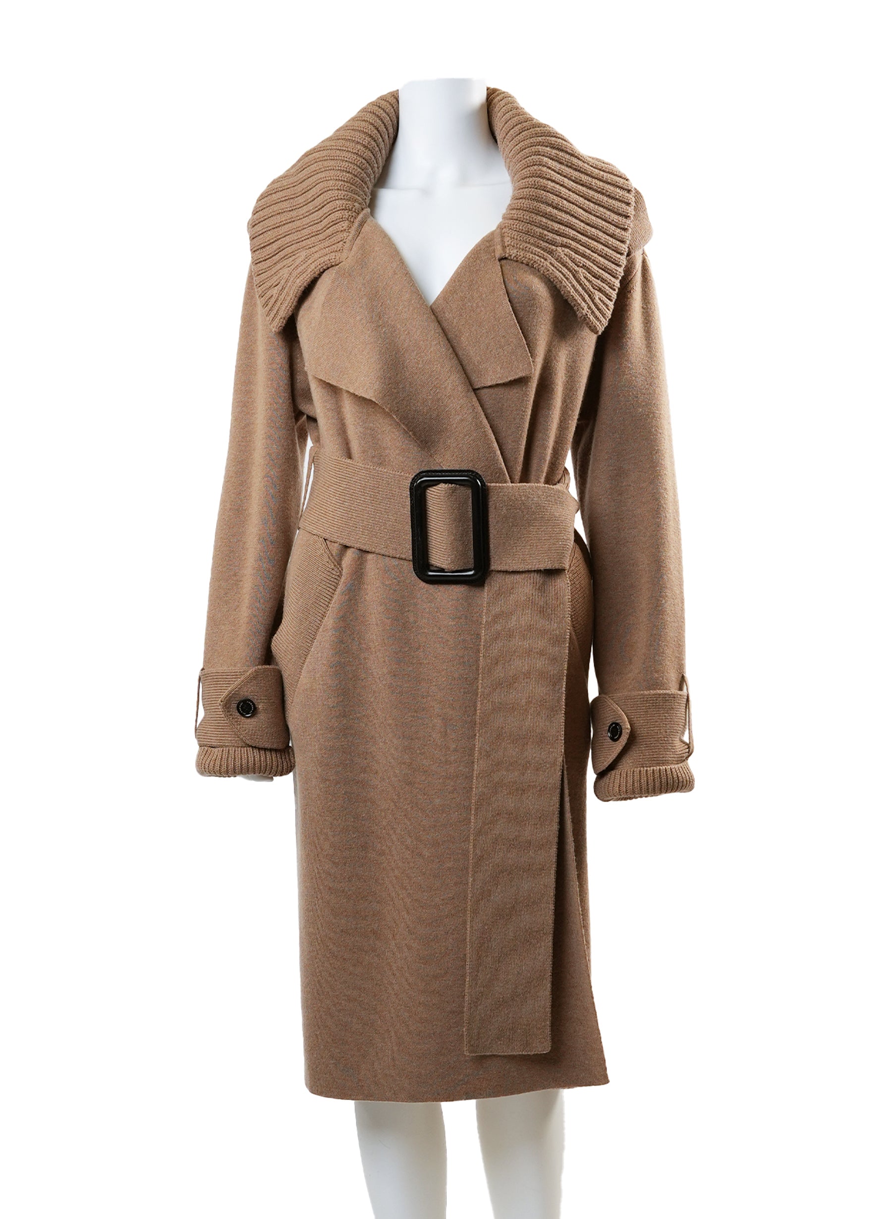 Burberry Knitted Wool Cashmere Wrap Coat