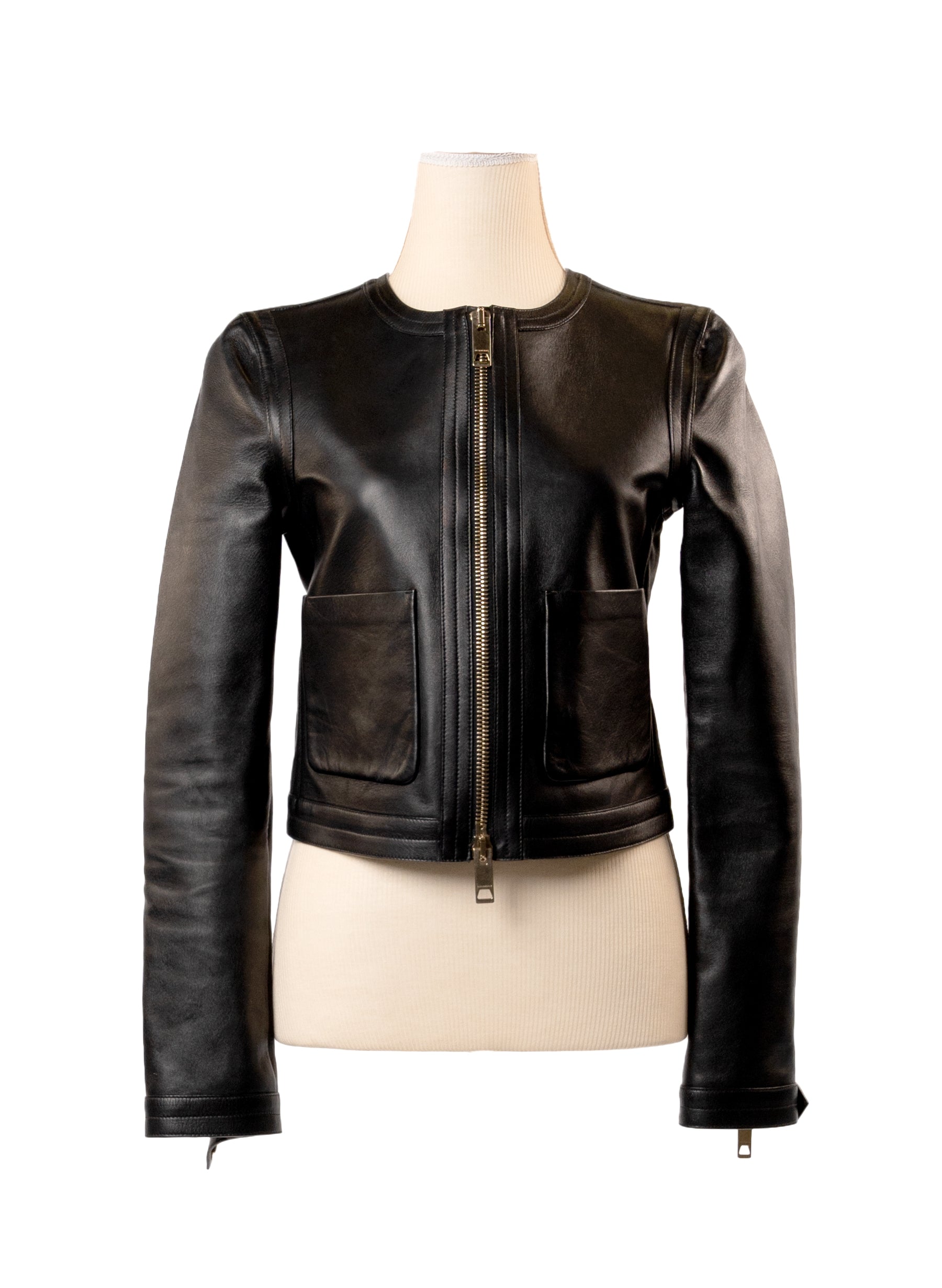 Burberry Collarless Leather Jacket