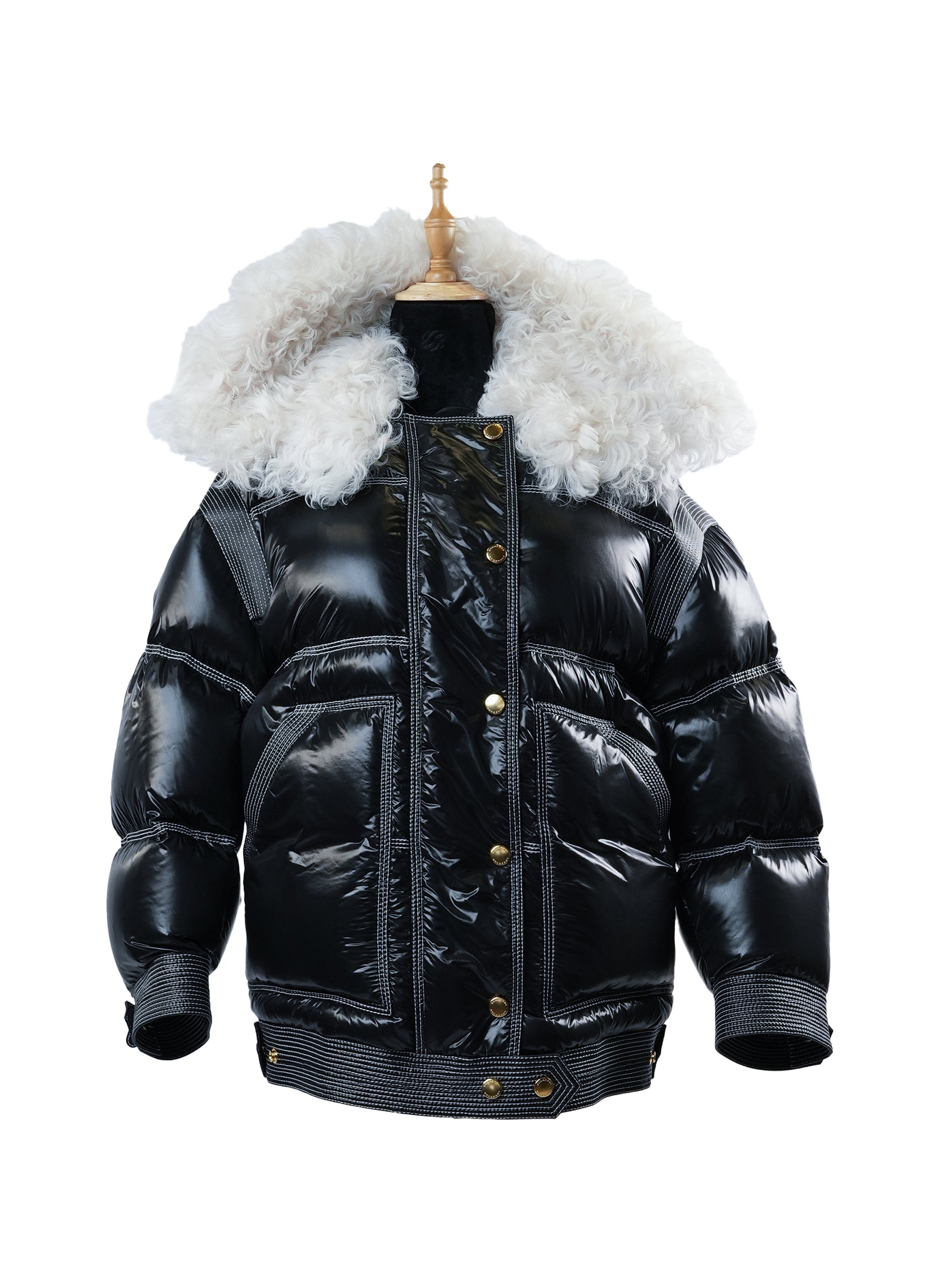 Burberry Puffer Coat w/ Removable Shearling Collar