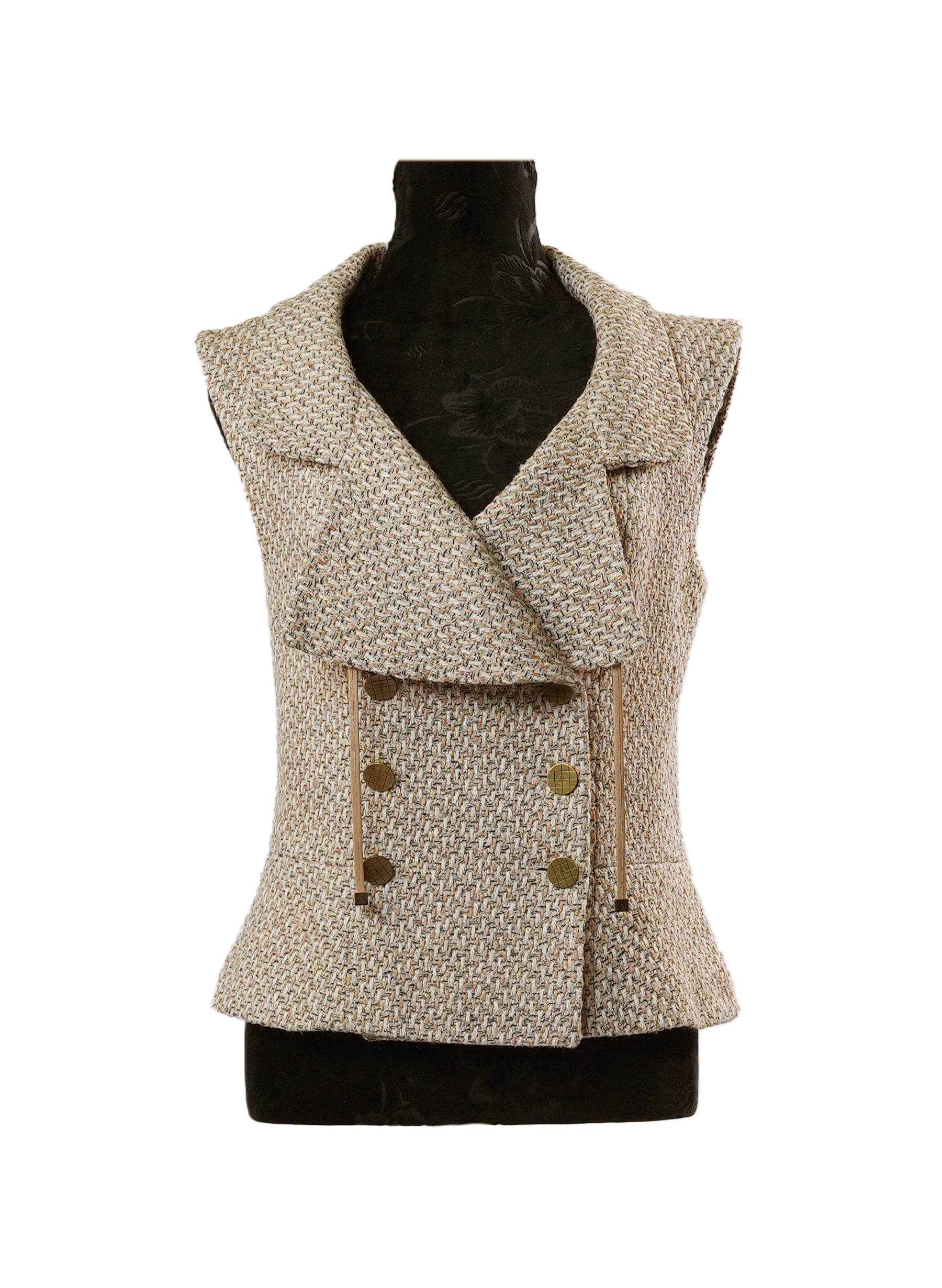 Chanel Vintage 00's Tweed Silk Wool Blend Vest