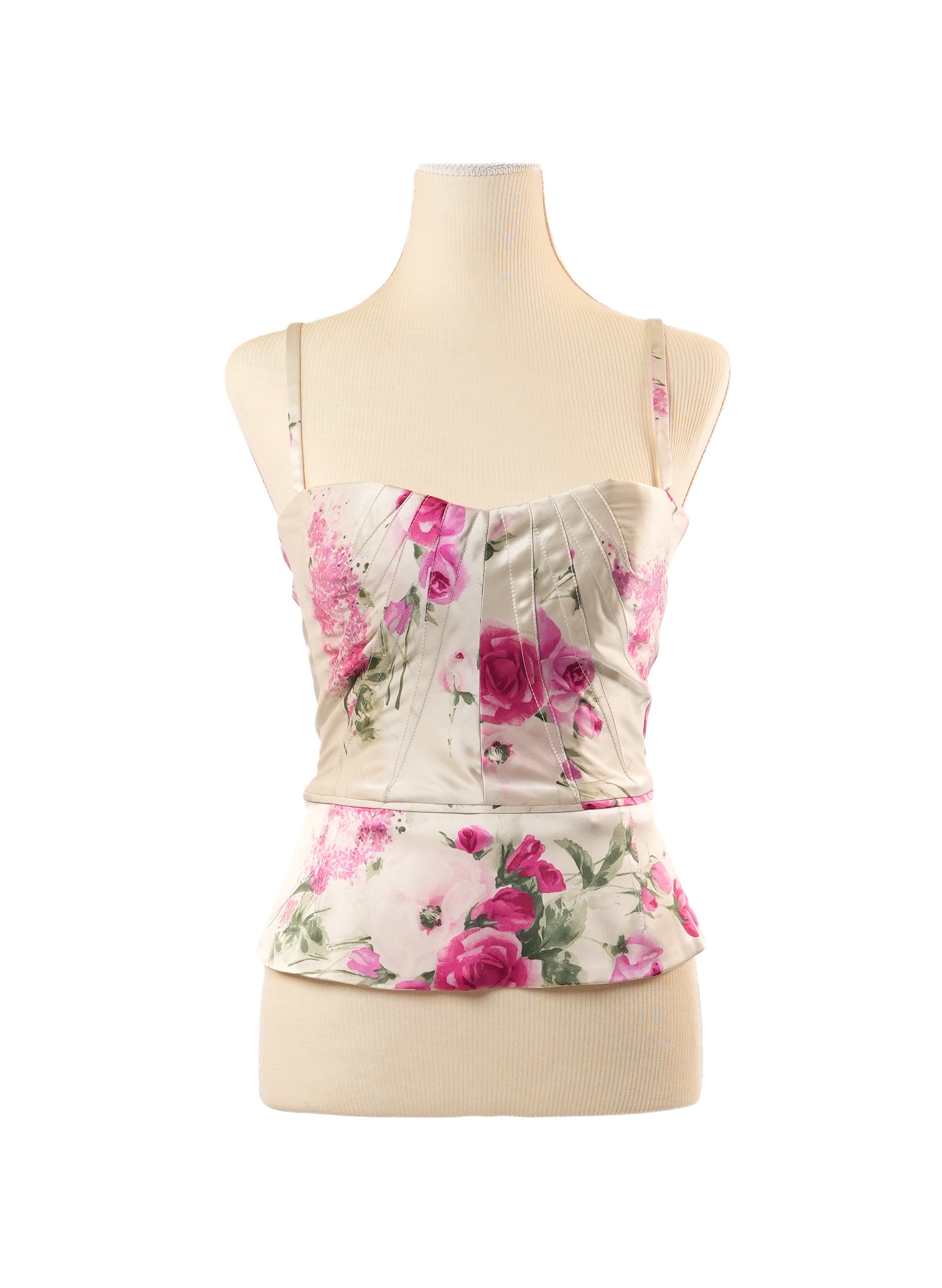 Dolce & Gabbana Floral Pattern Silk Bustier Top