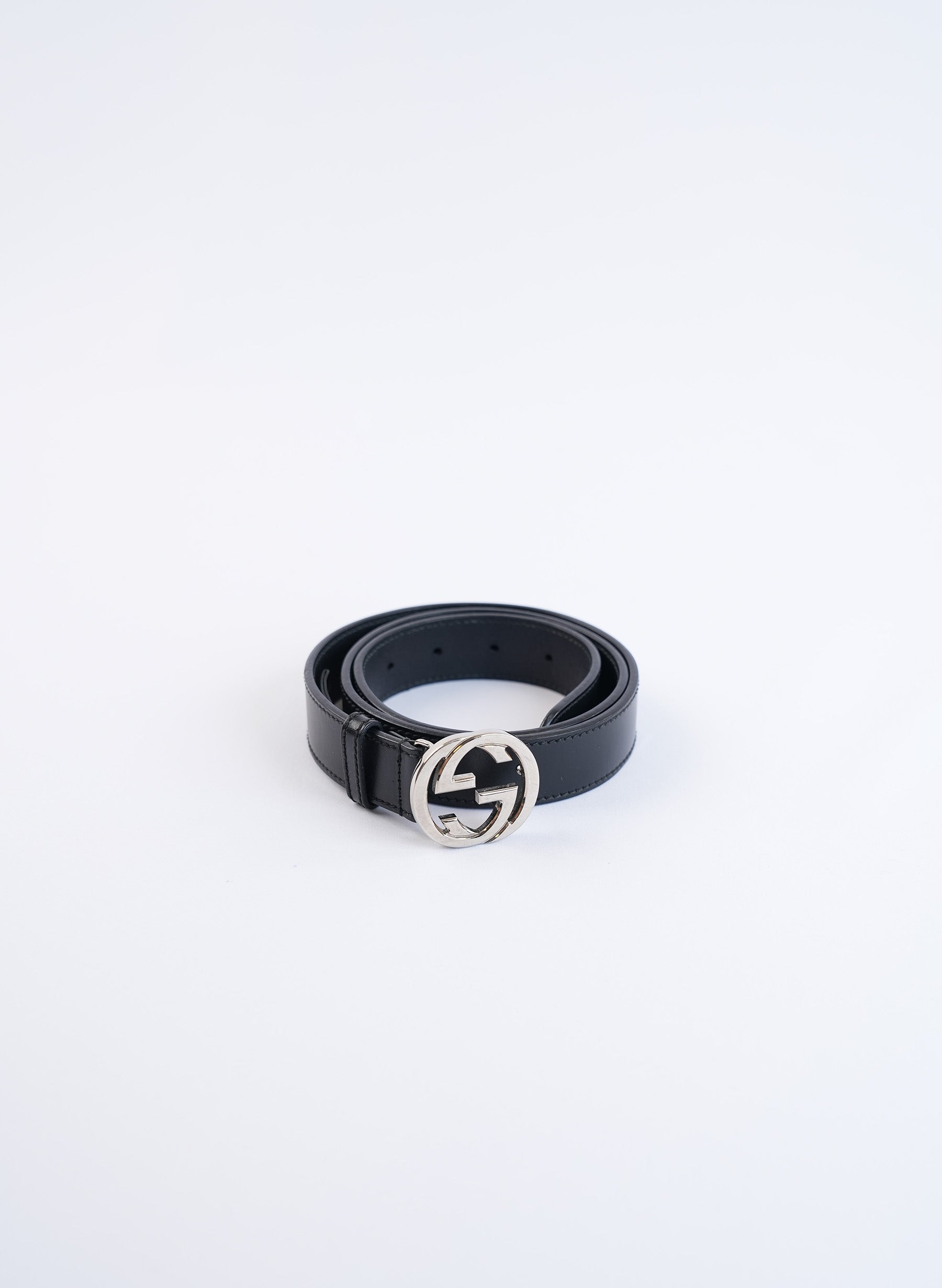 Gucci Black Calf Leather Interlocking G Belt
