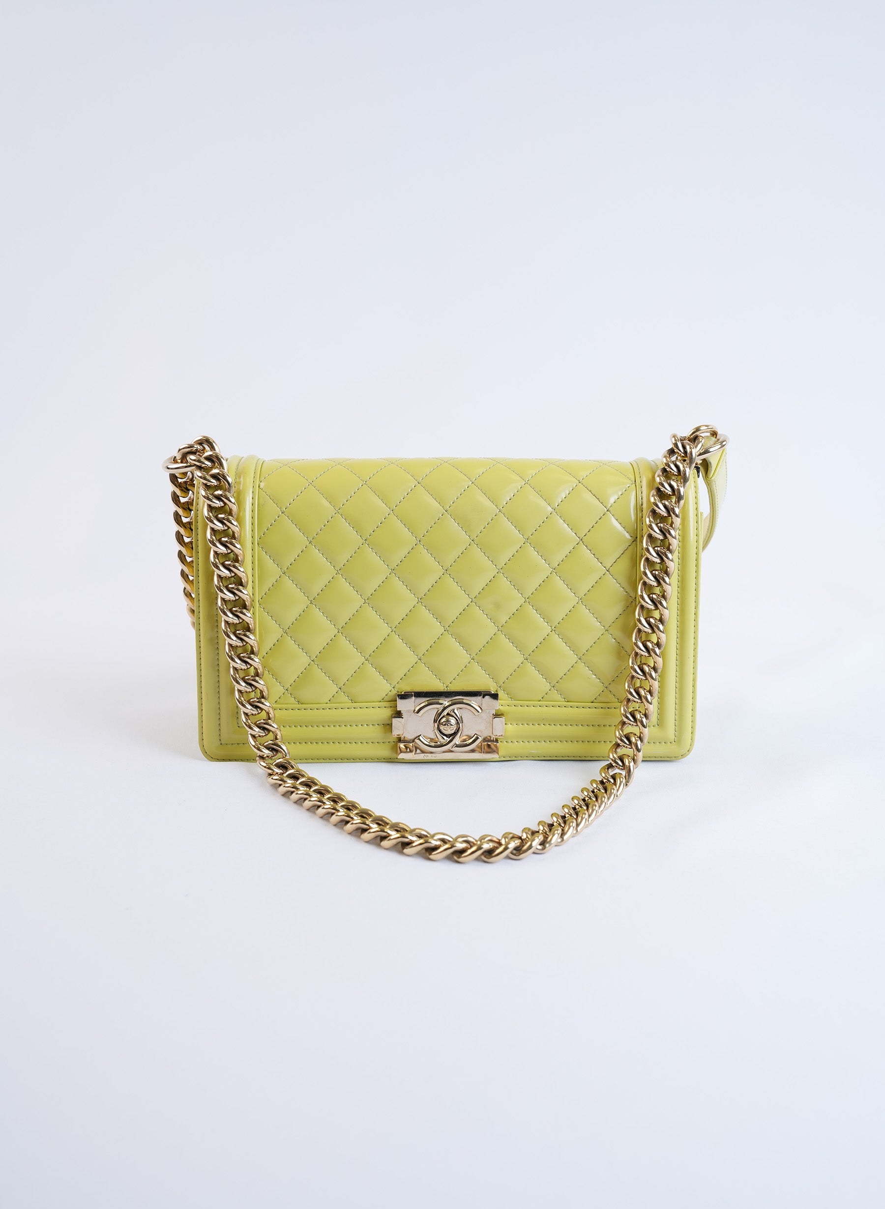 Chanel Boy Green Leather Flap Bag