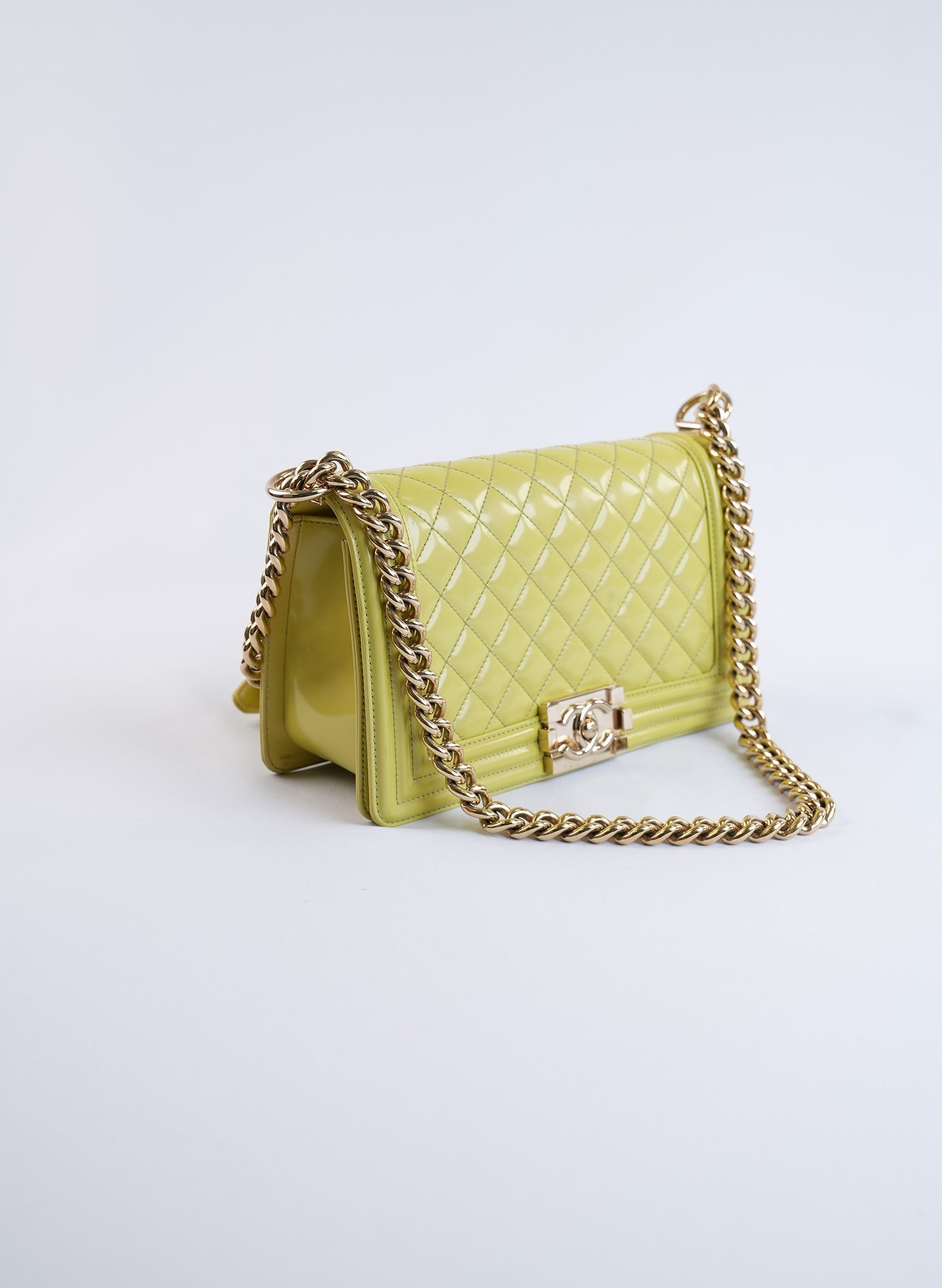 Chanel Boy Green Leather Flap Bag