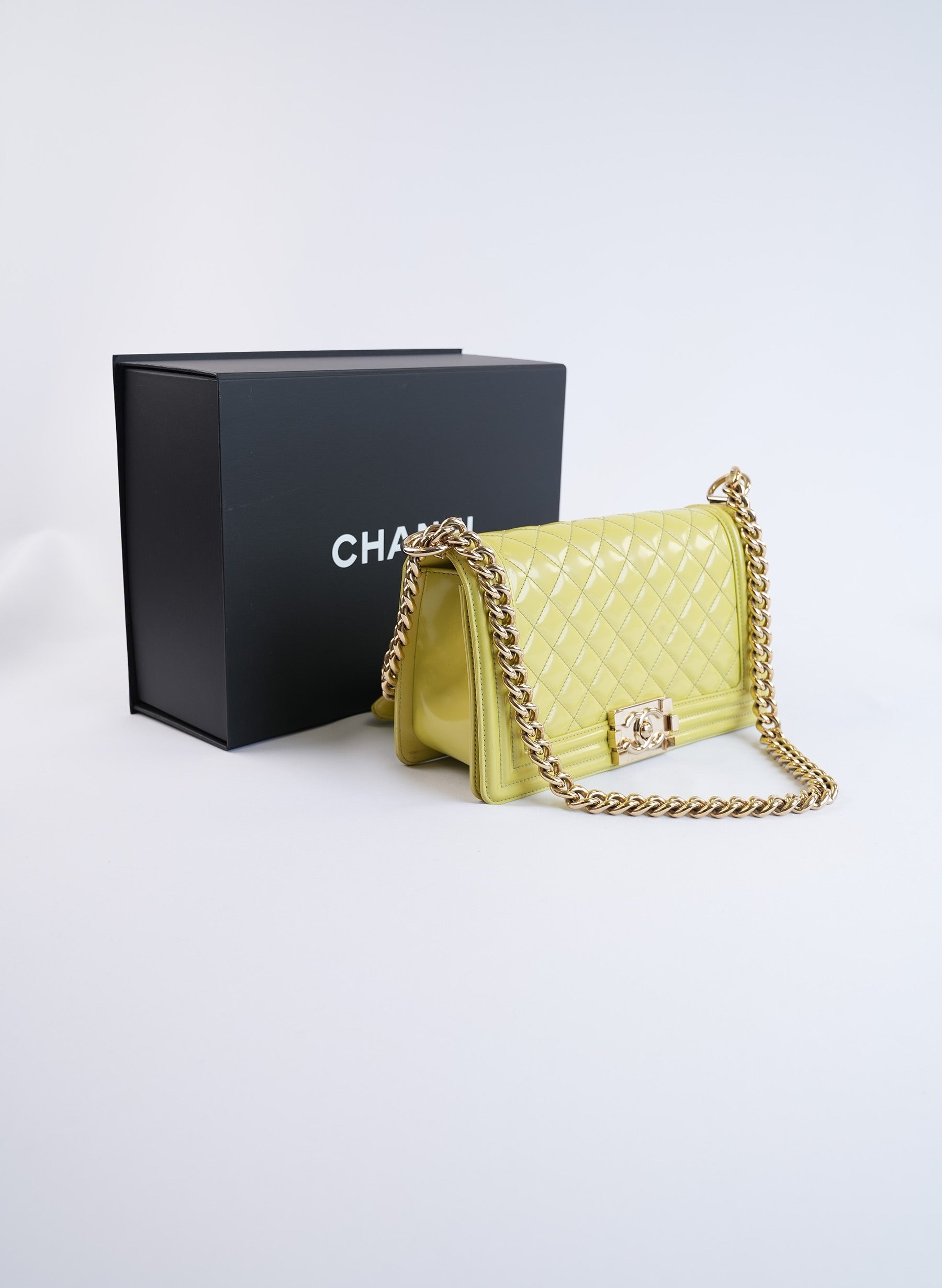 Chanel Boy Green Leather Flap Bag