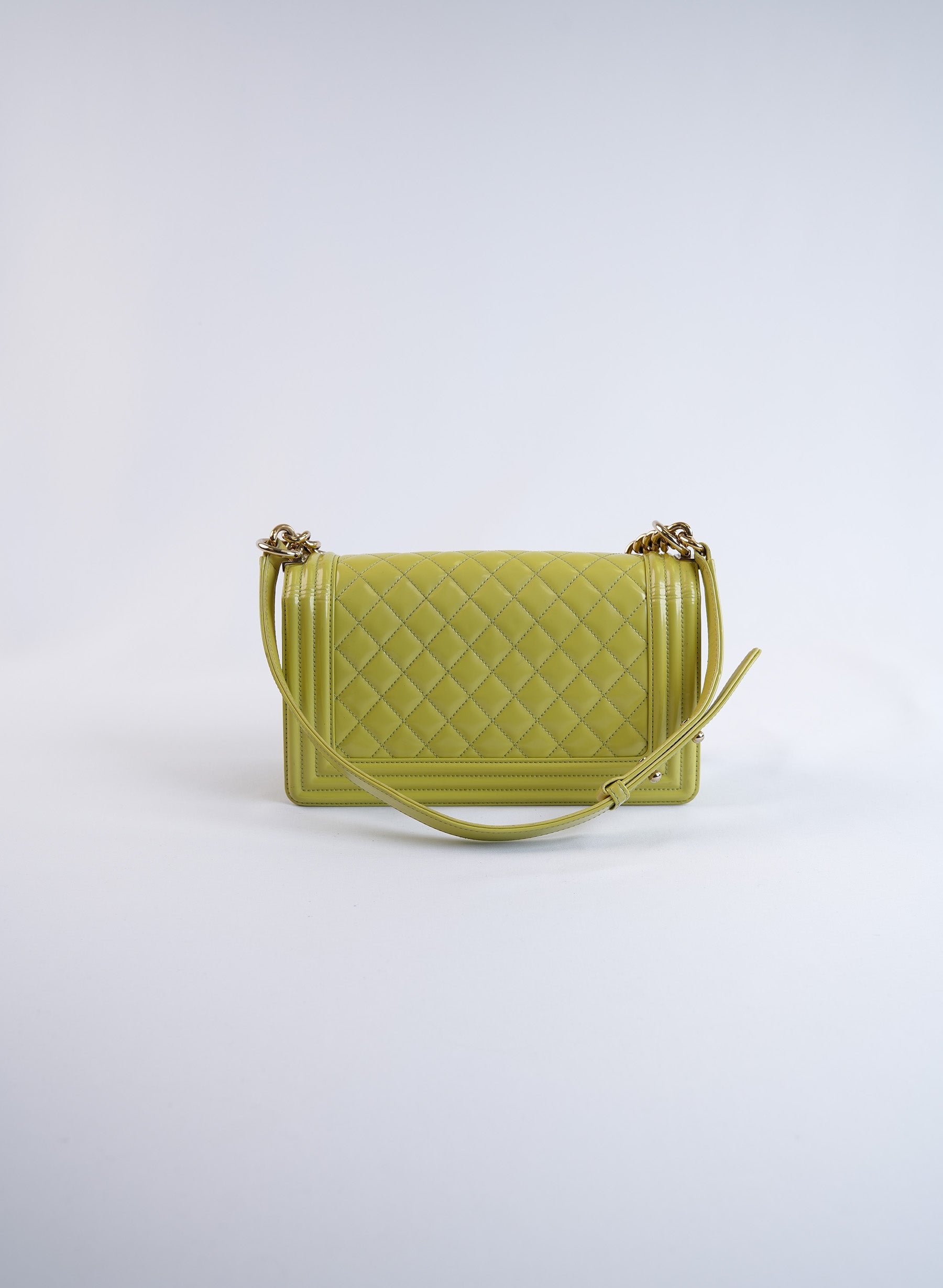 Chanel Boy Green Leather Flap Bag