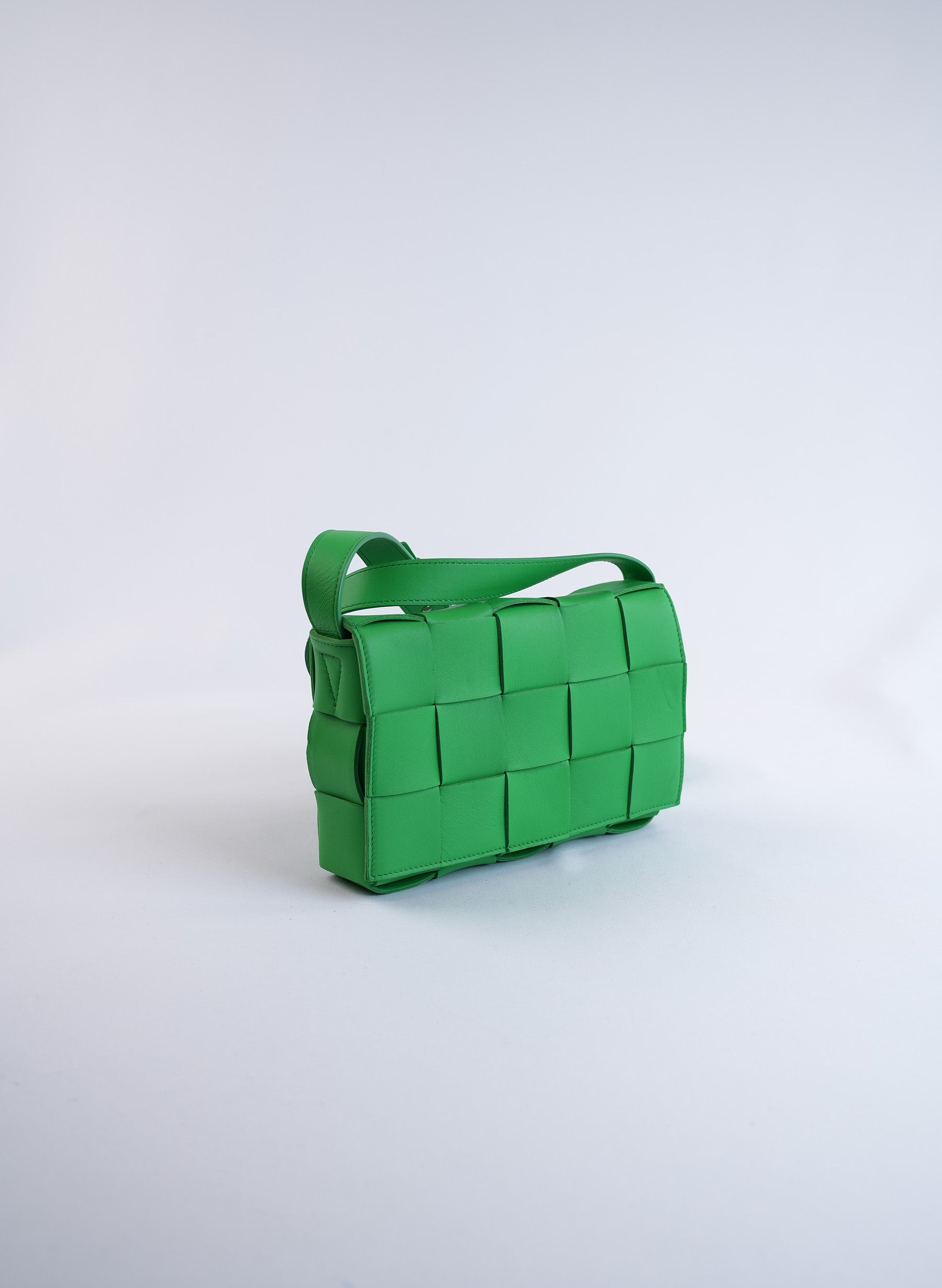 Bottega Veneta Cassette Green Leather Bag