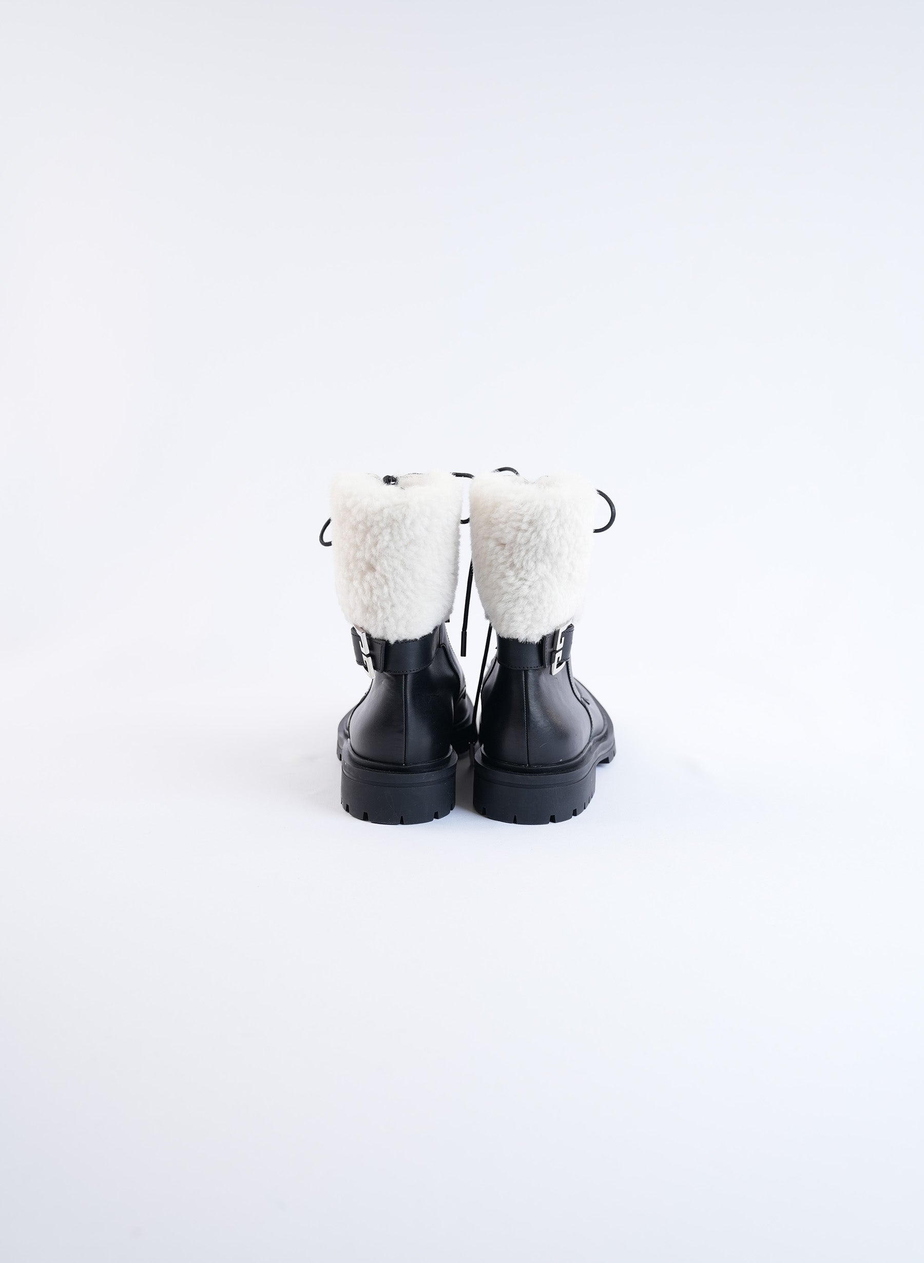Givenchy Black Leather Shearling Combat Boots