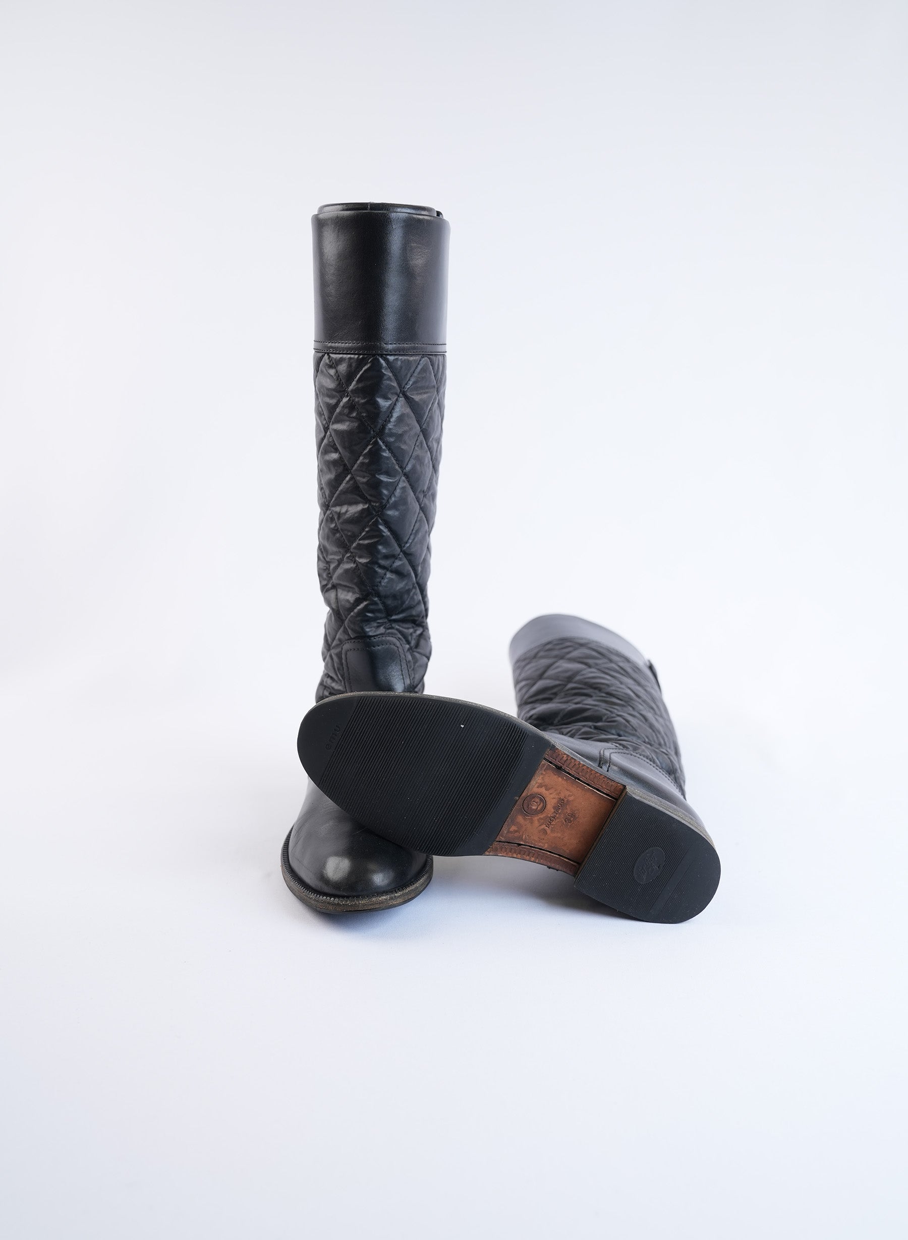 Chanel Tall Black Leather Boots