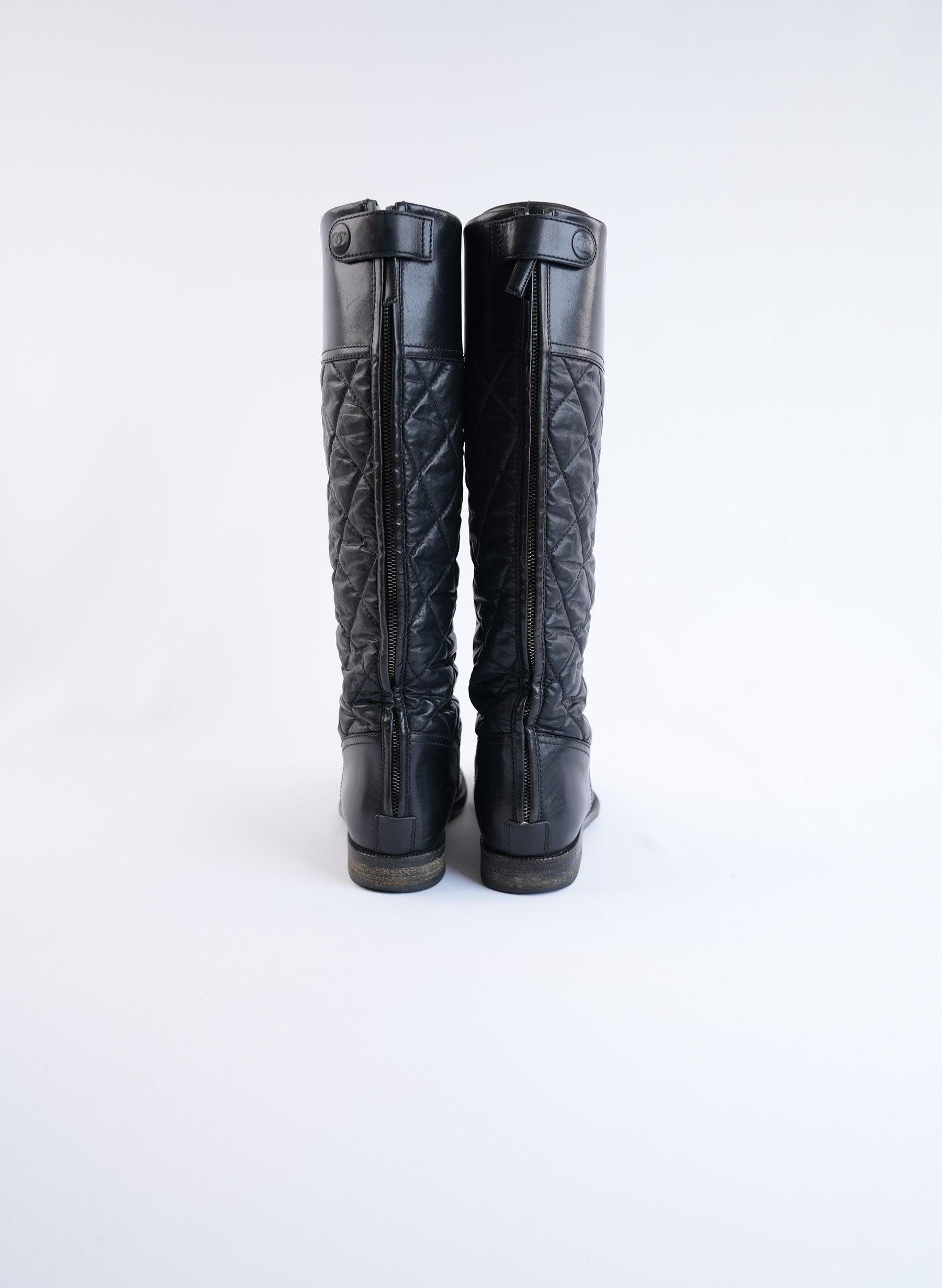Chanel Tall Black Leather Boots