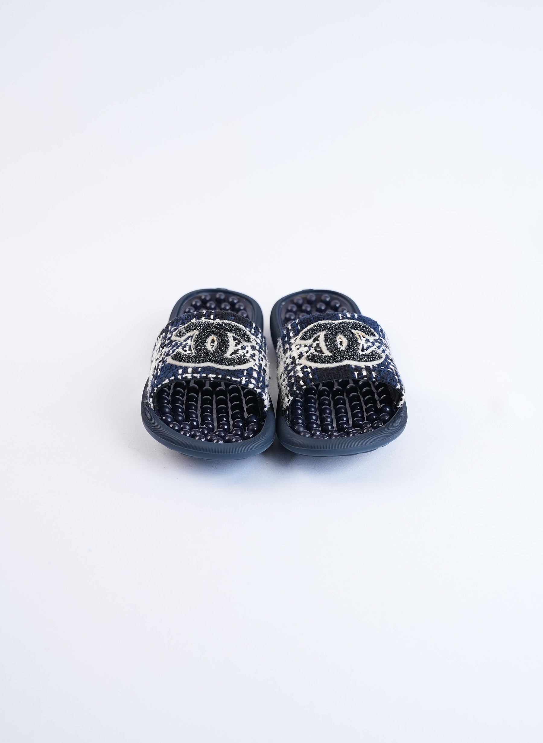 Chanel Tweed CC Slides