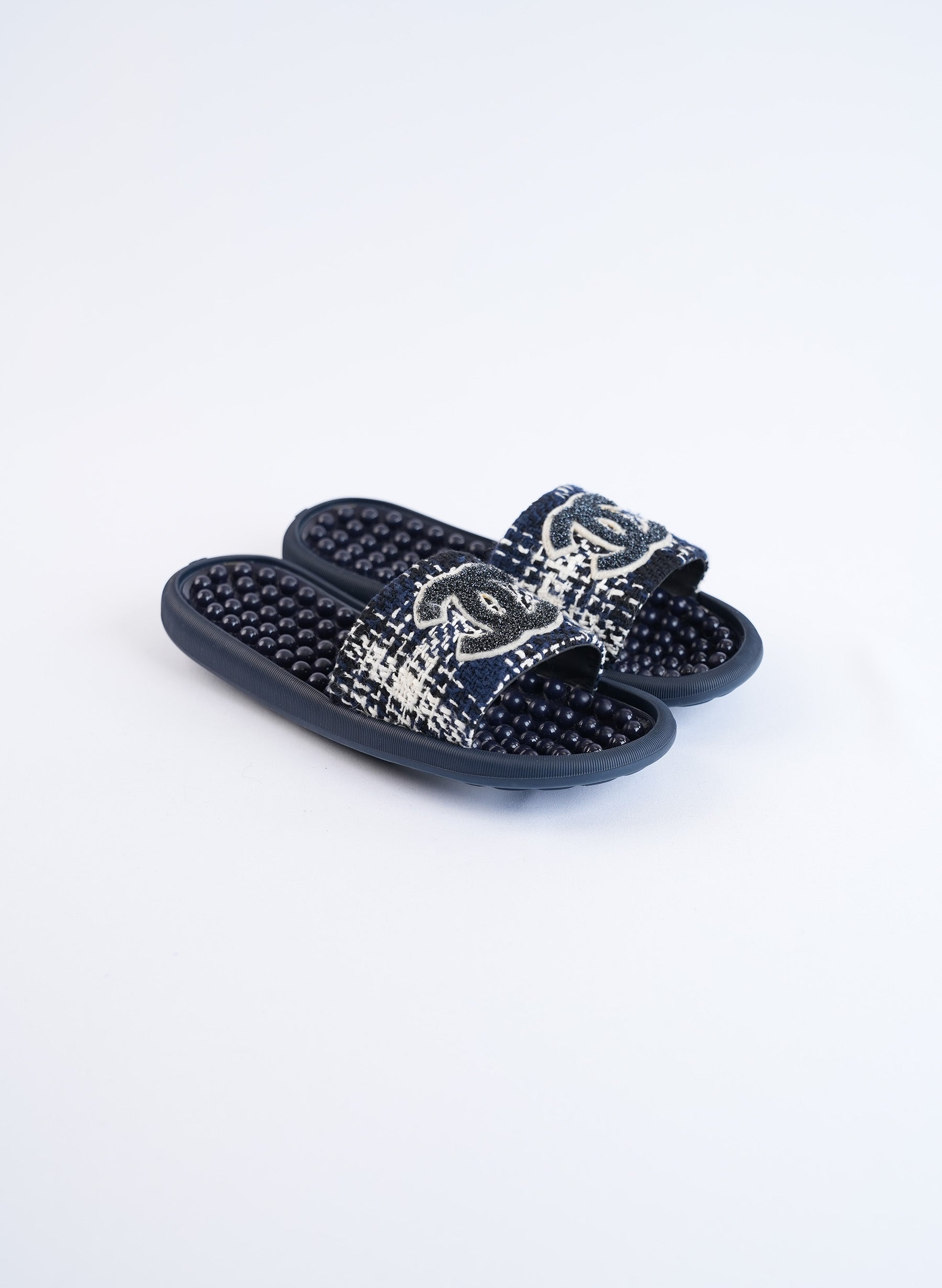 Chanel Tweed CC Slides