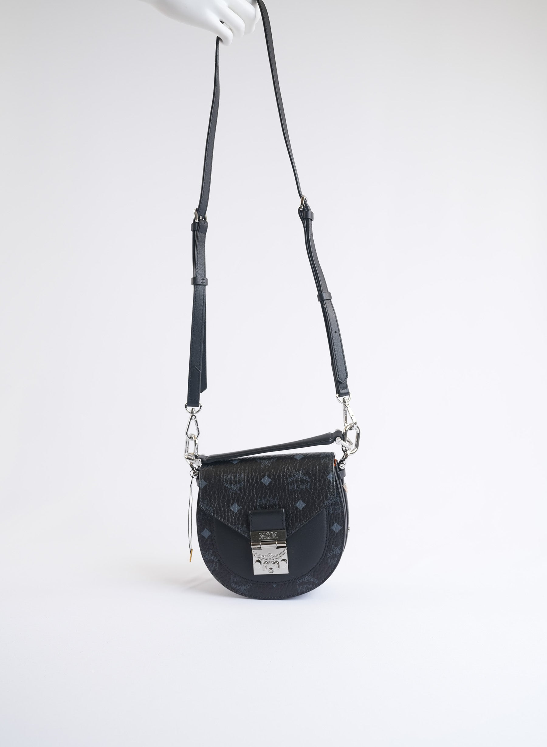 MCM Black Visetos Patricia Monogram Mini Bag