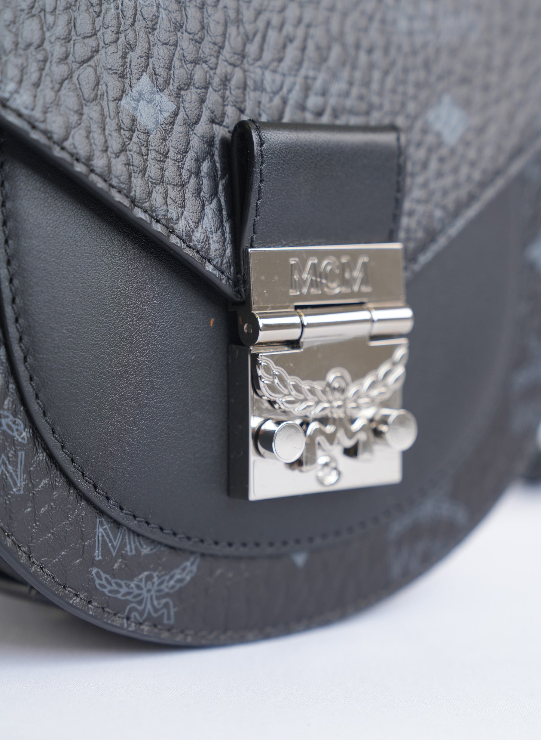 MCM Black Visetos Patricia Monogram Mini Bag