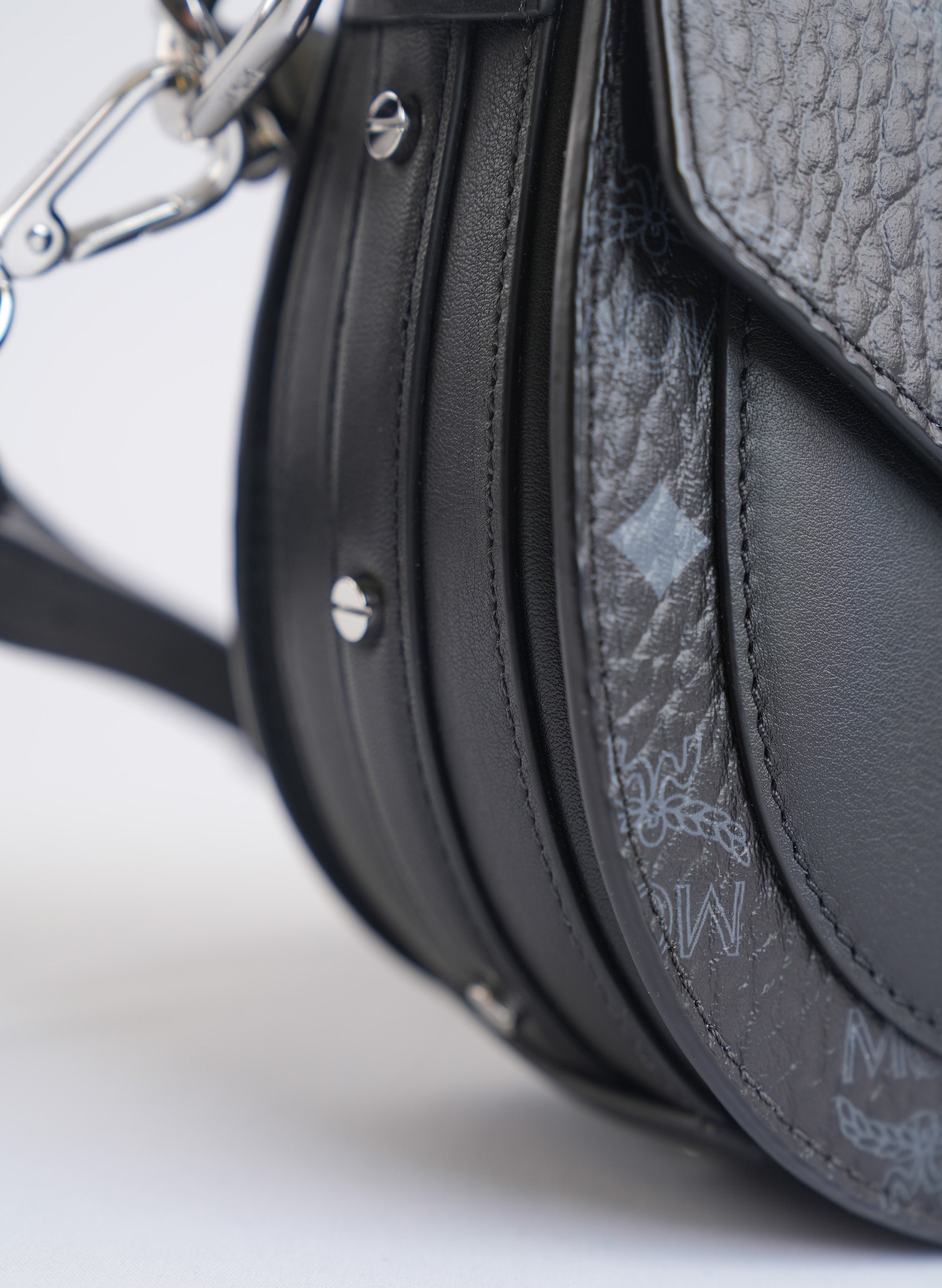 MCM Black Visetos Patricia Monogram Mini Bag