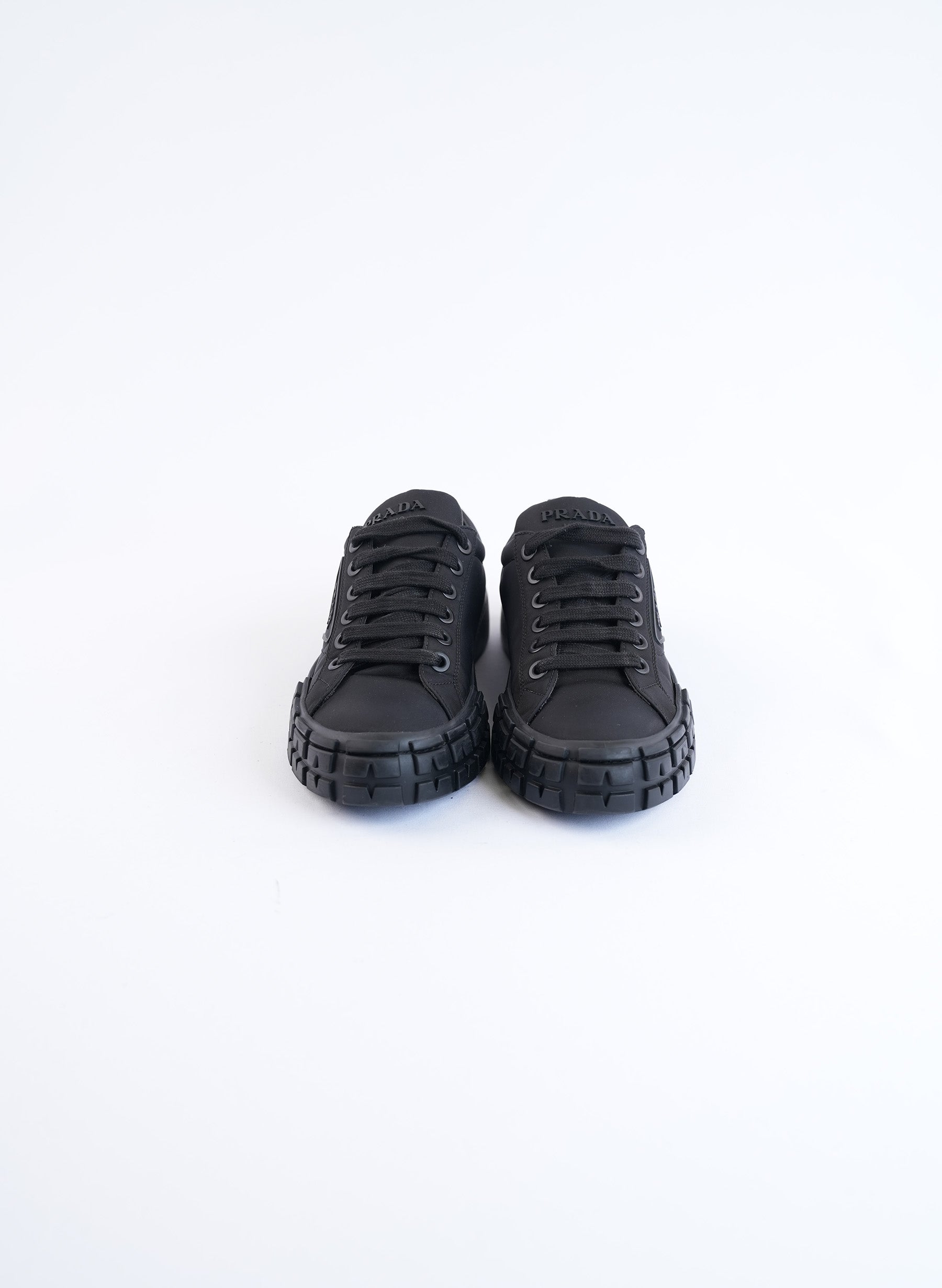 Prada Double Wheel Black Sneakers