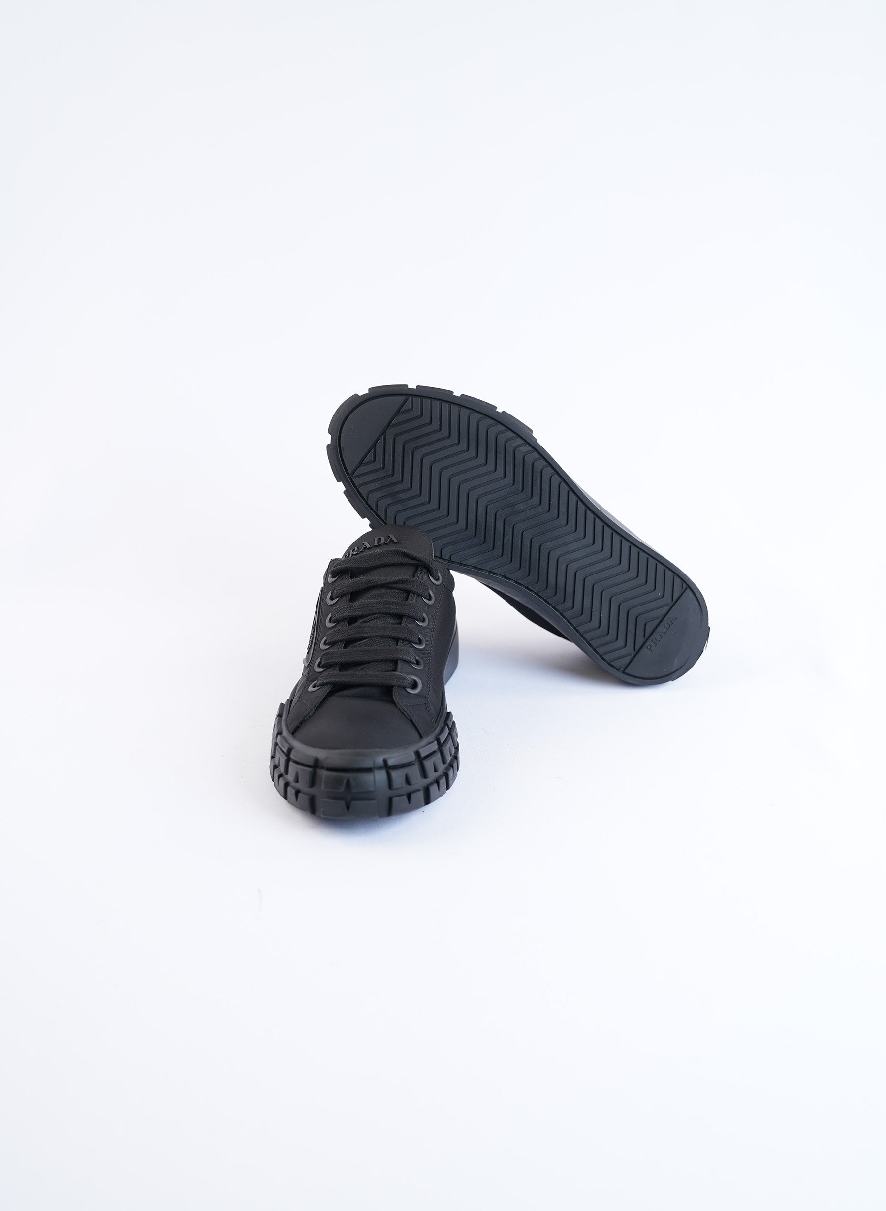 Prada Double Wheel Black Sneakers