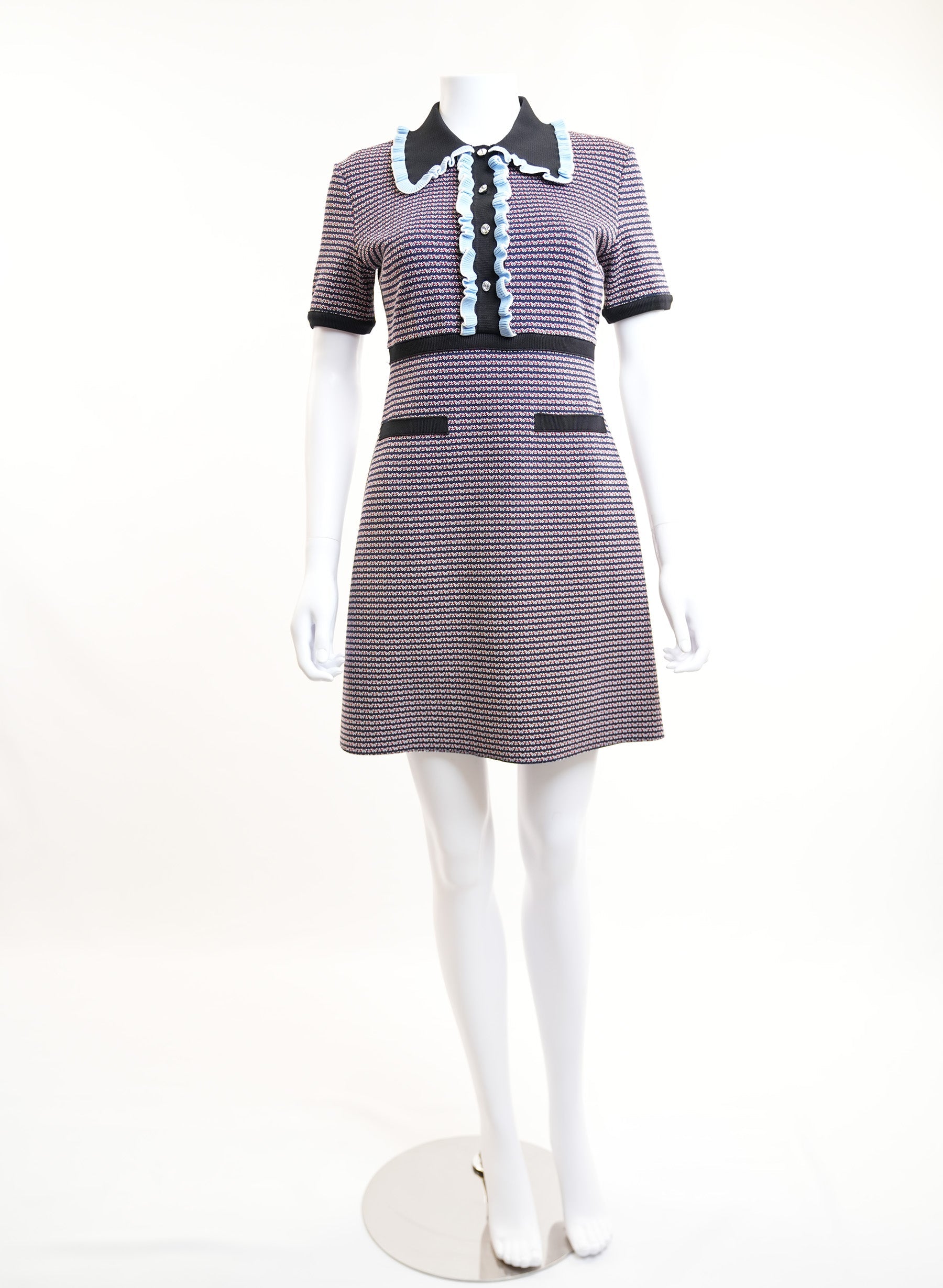 Miu Miu Frilled Trim Knitted Mini Dress