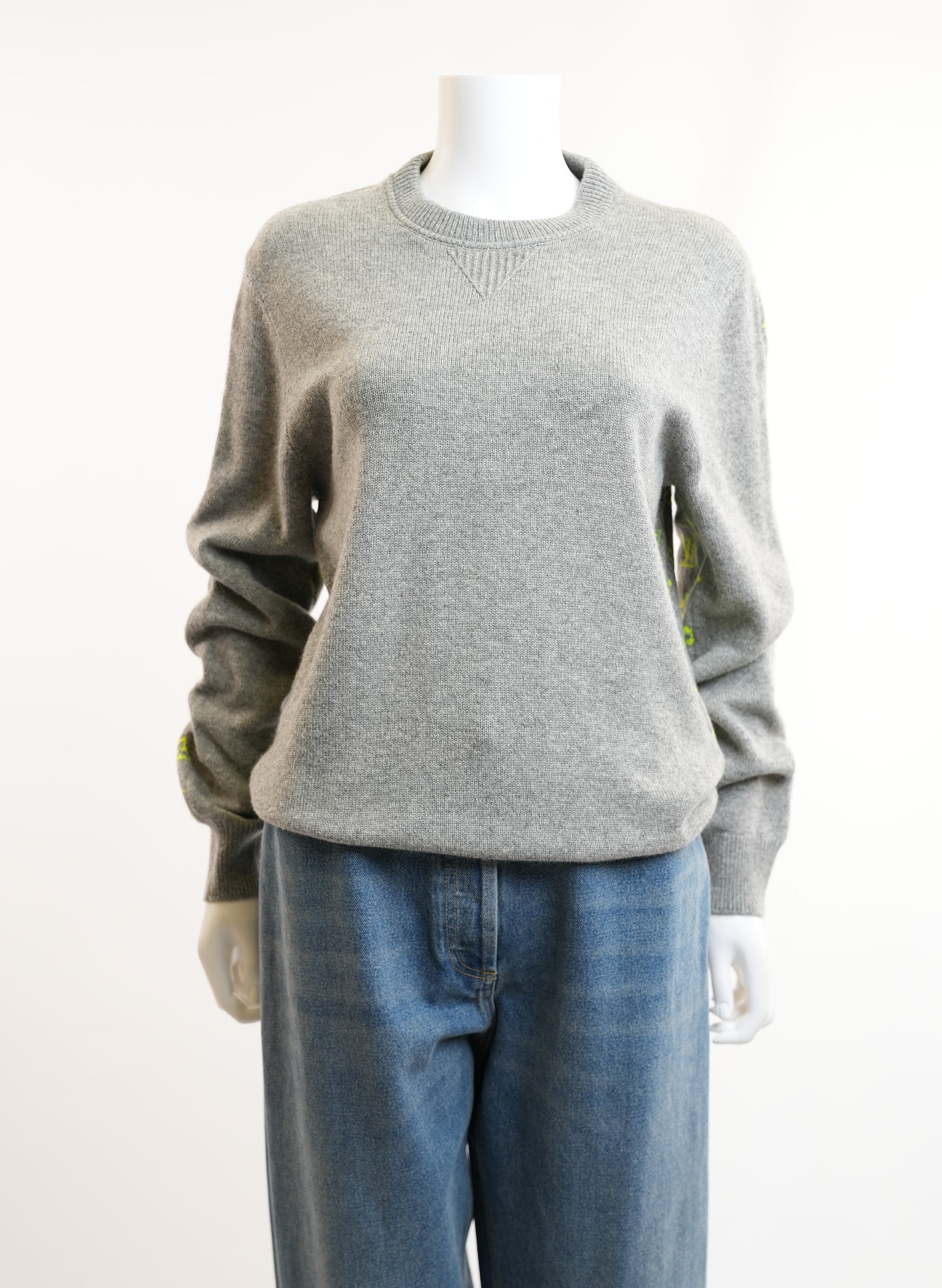 Louis Vuitton Grey Monogram Brushed Knit Sweater