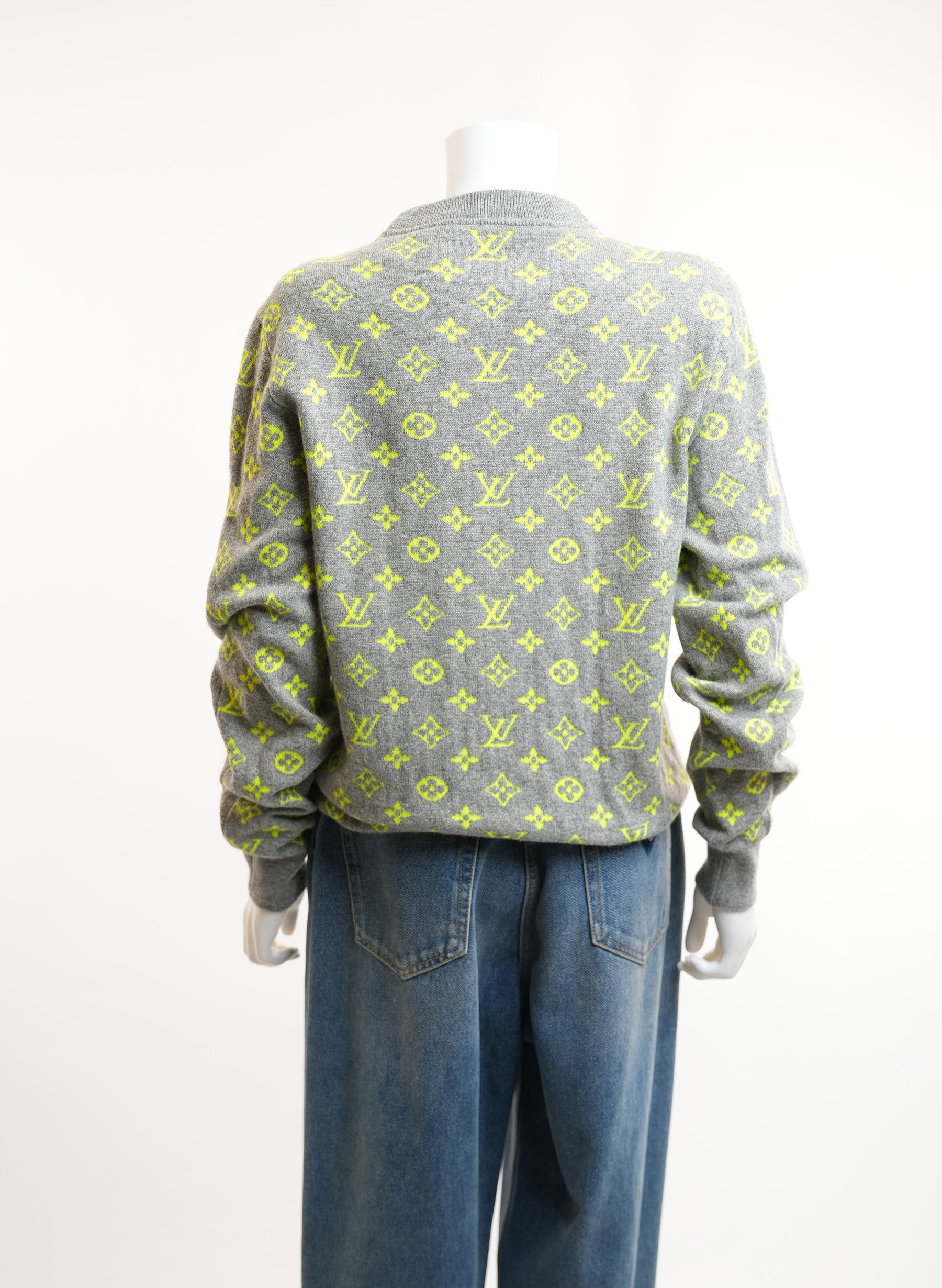 Louis Vuitton Grey Monogram Brushed Knit Sweater