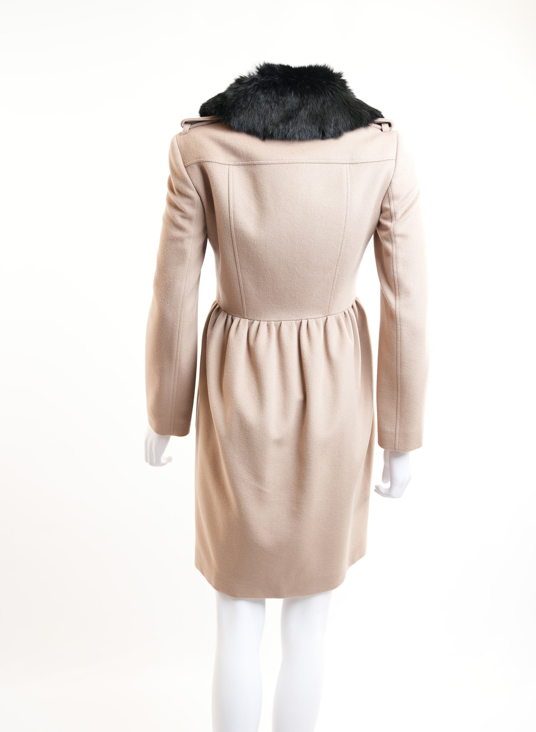 Burberry Brown Pleated Coat With Fur