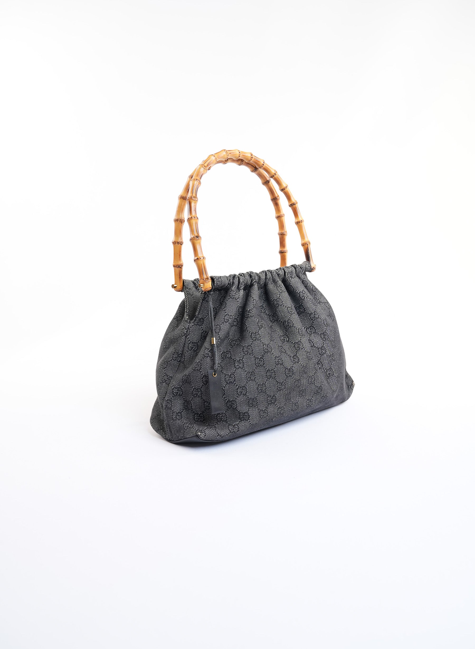 Gucci Bamboo Handle GG Canvas Handbag