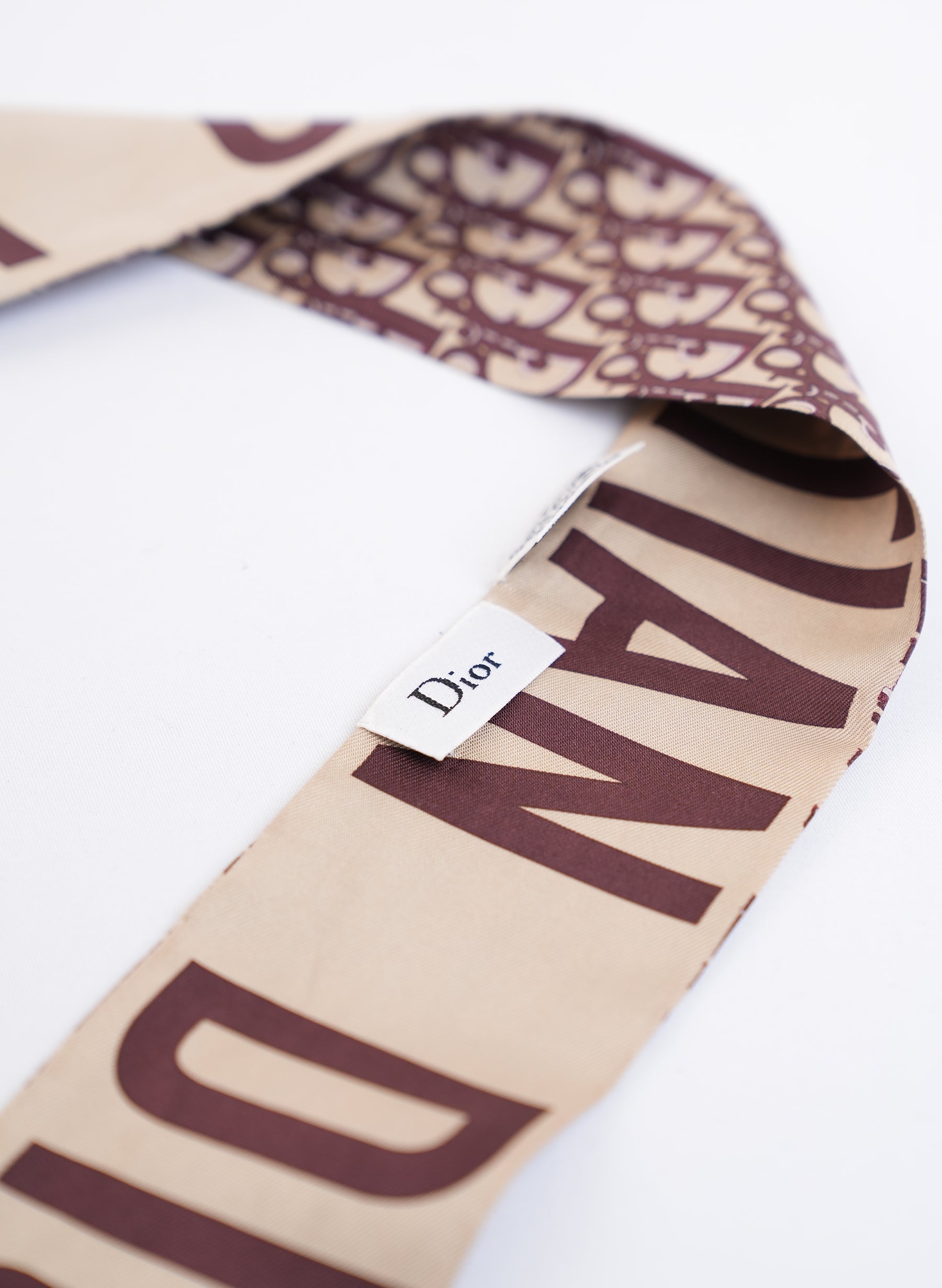 Christian Dior Oblique Mitzah Scarf Maroon Silk Twill