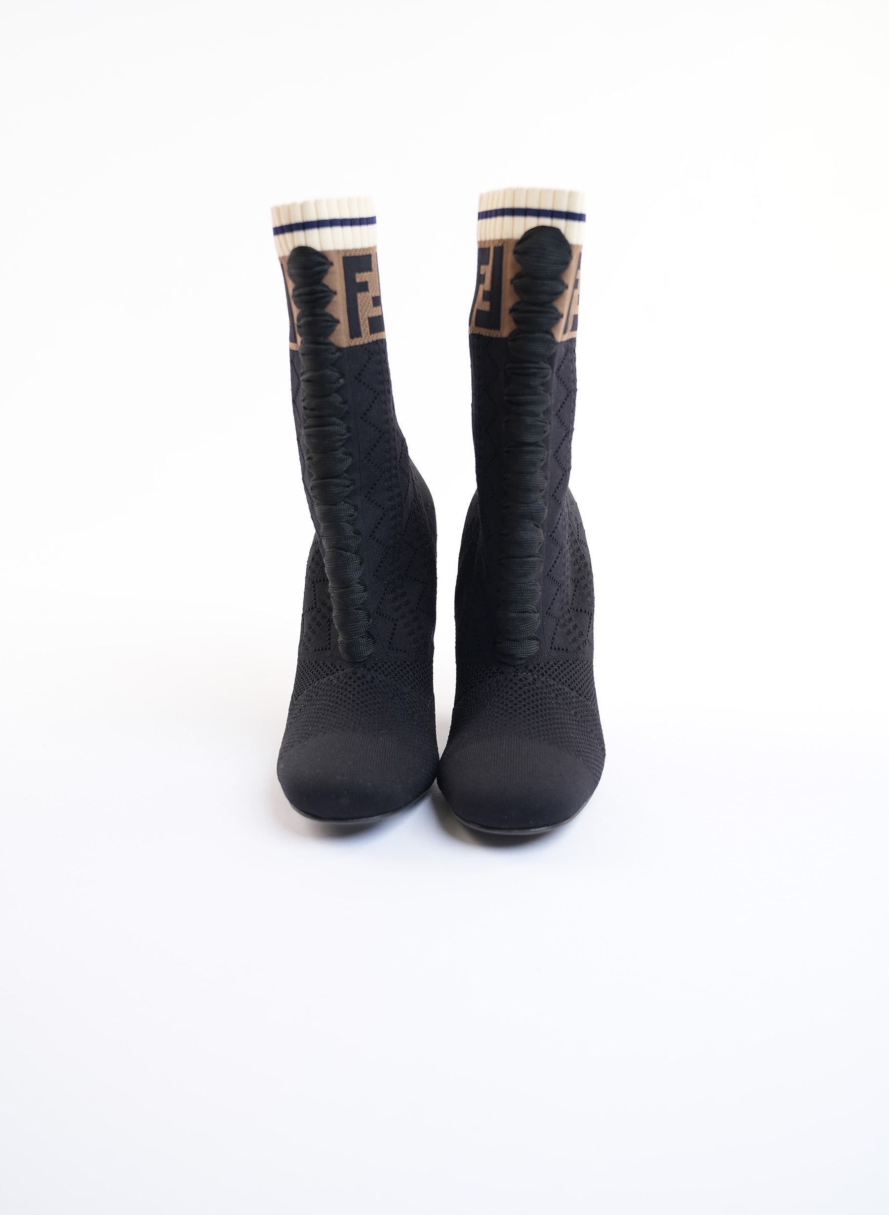 Fendi Rockoko Knit Sock Ankle Boots