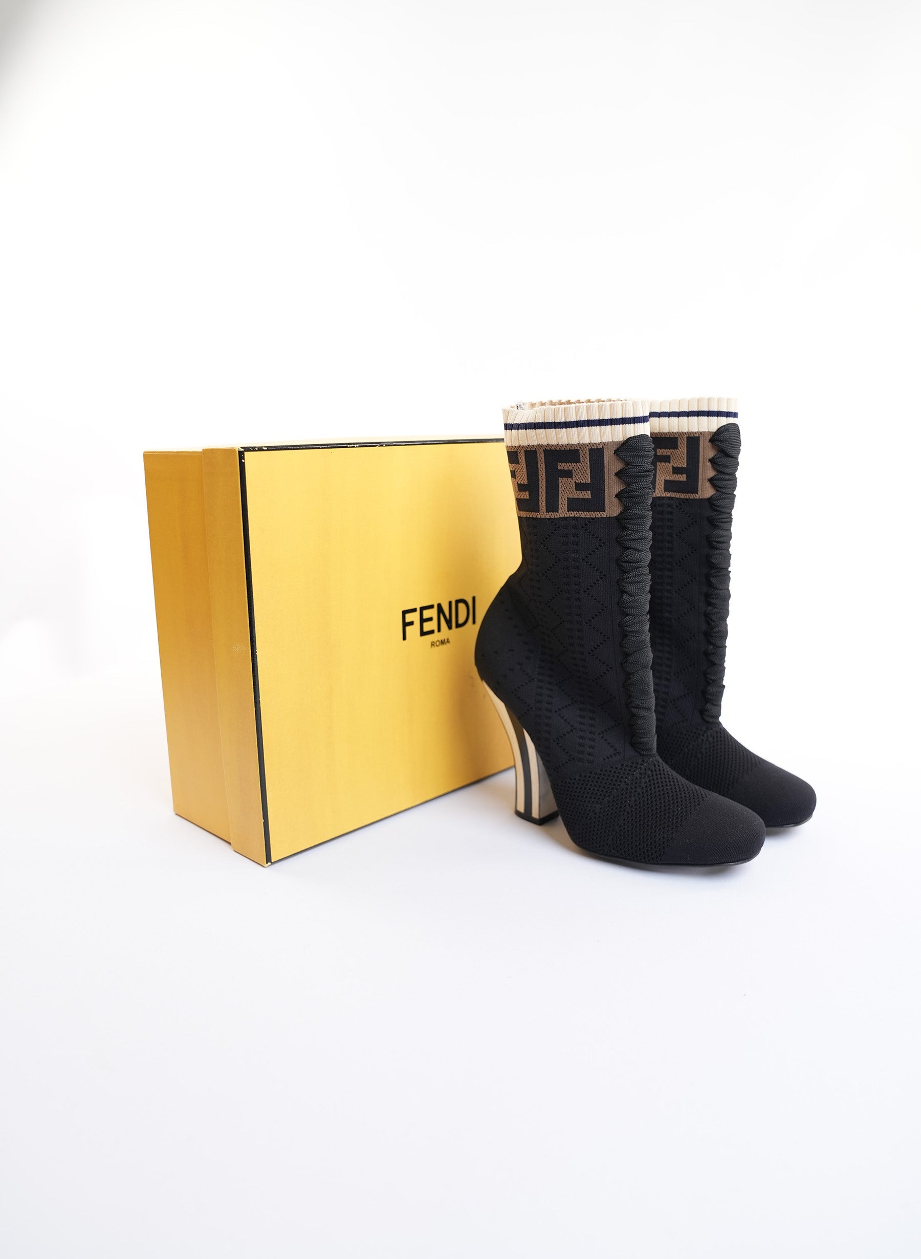 Fendi Rockoko Knit Sock Ankle Boots