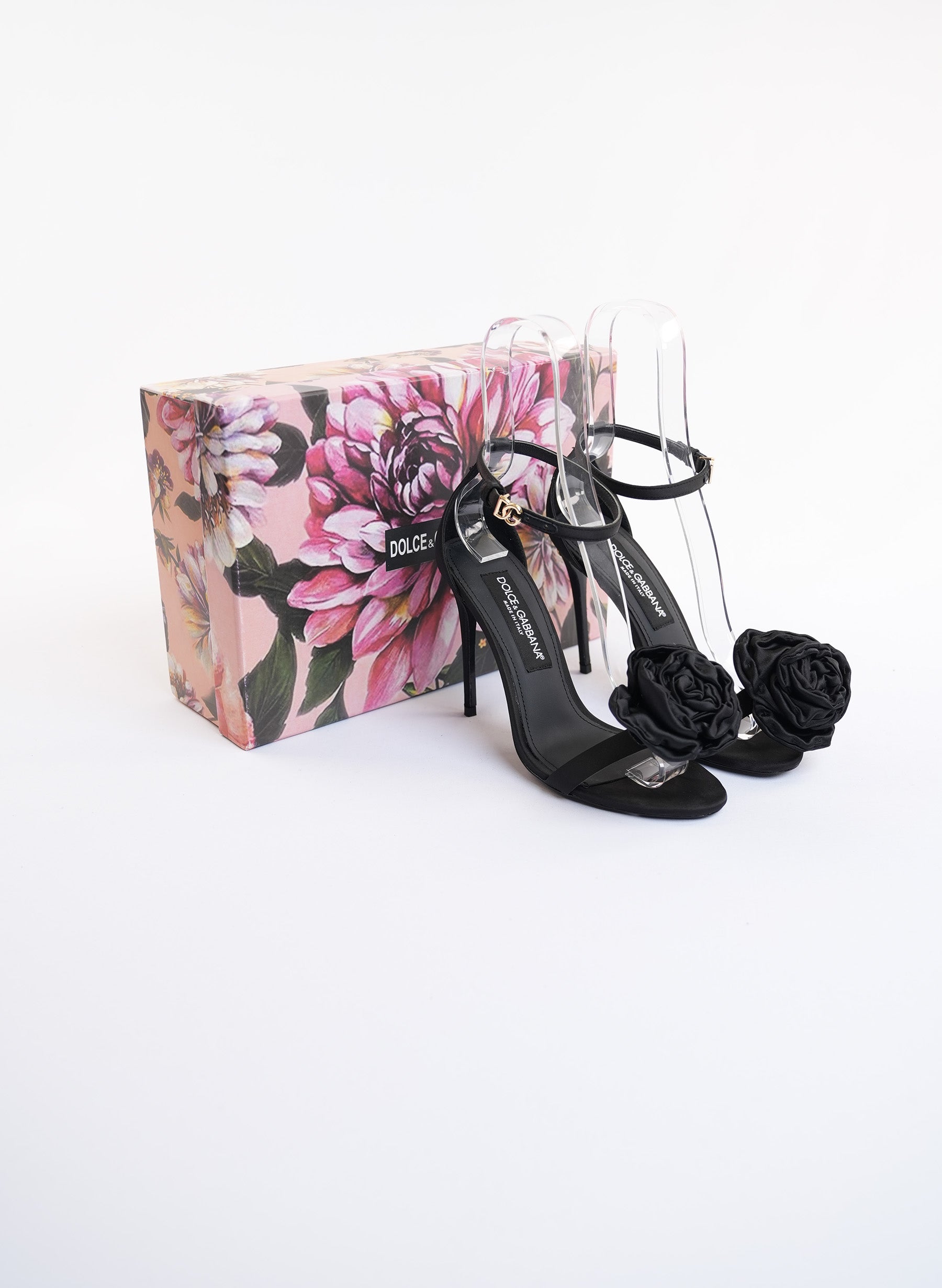 Dolce & Gabbana Keira Floral-Appliqué Satin Sandals
